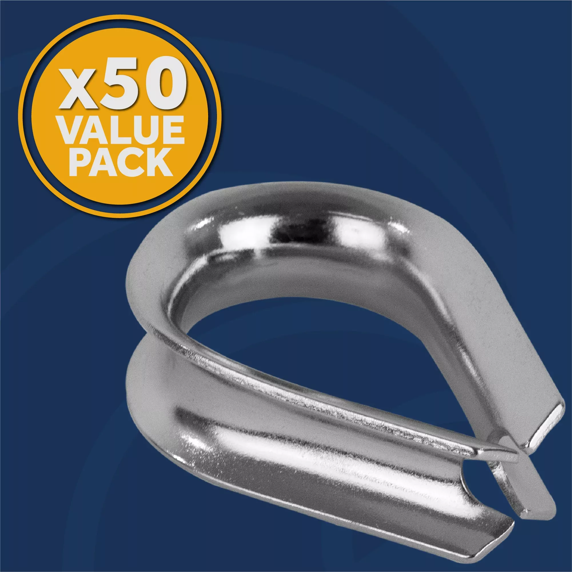 1/2" Wire Rope Thimble, AISI316 Stainless Steel, 50-Pack