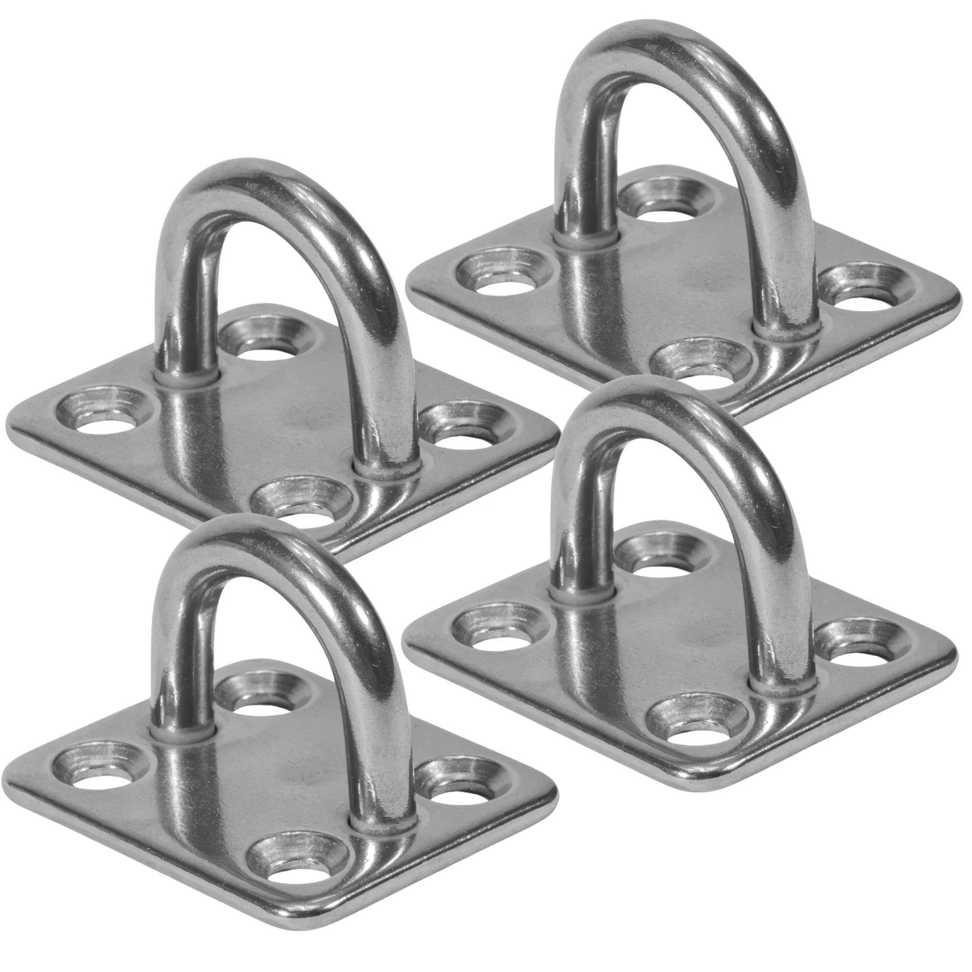 1/4" Square Pad Eye, AISI316 Stainless Steel, 4-Pack