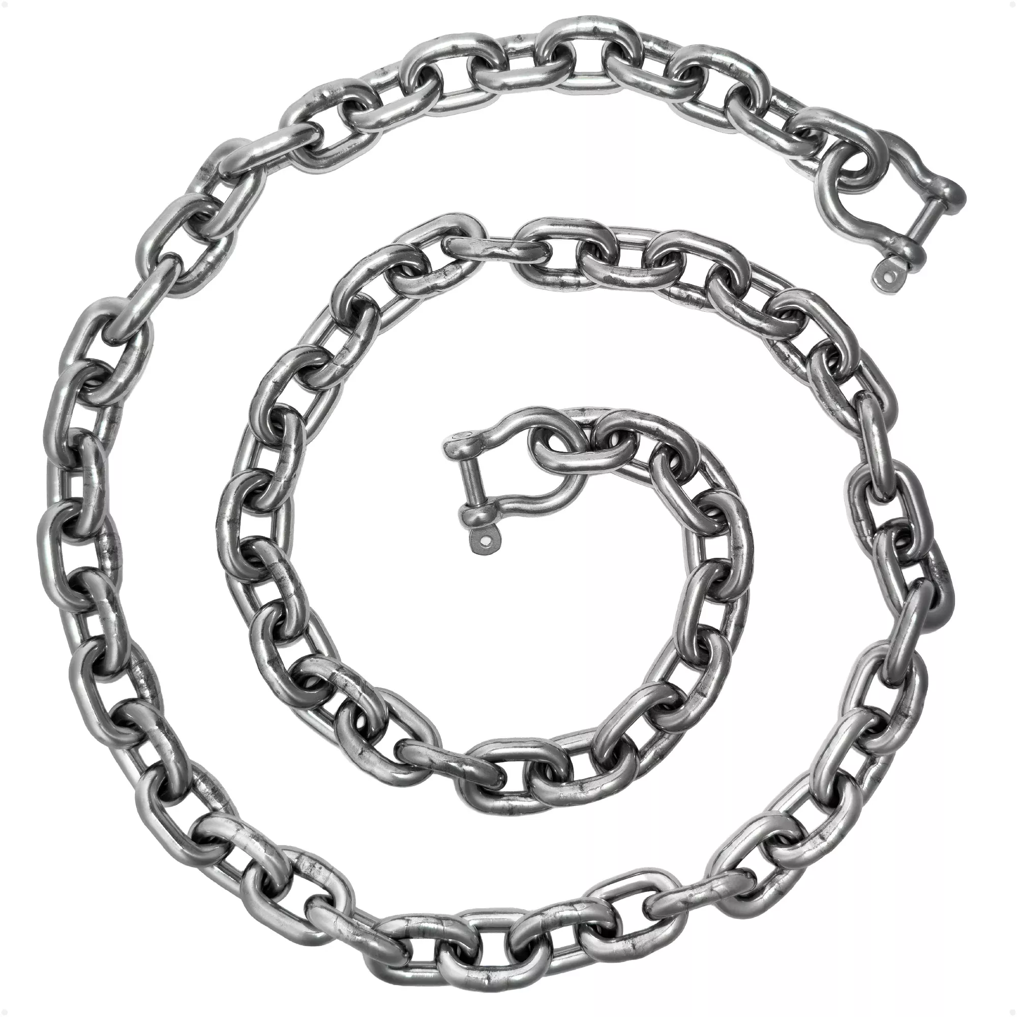 1/4" x 15' Anchor Chain with 2 Shackles, HT G4 Stainless Steel