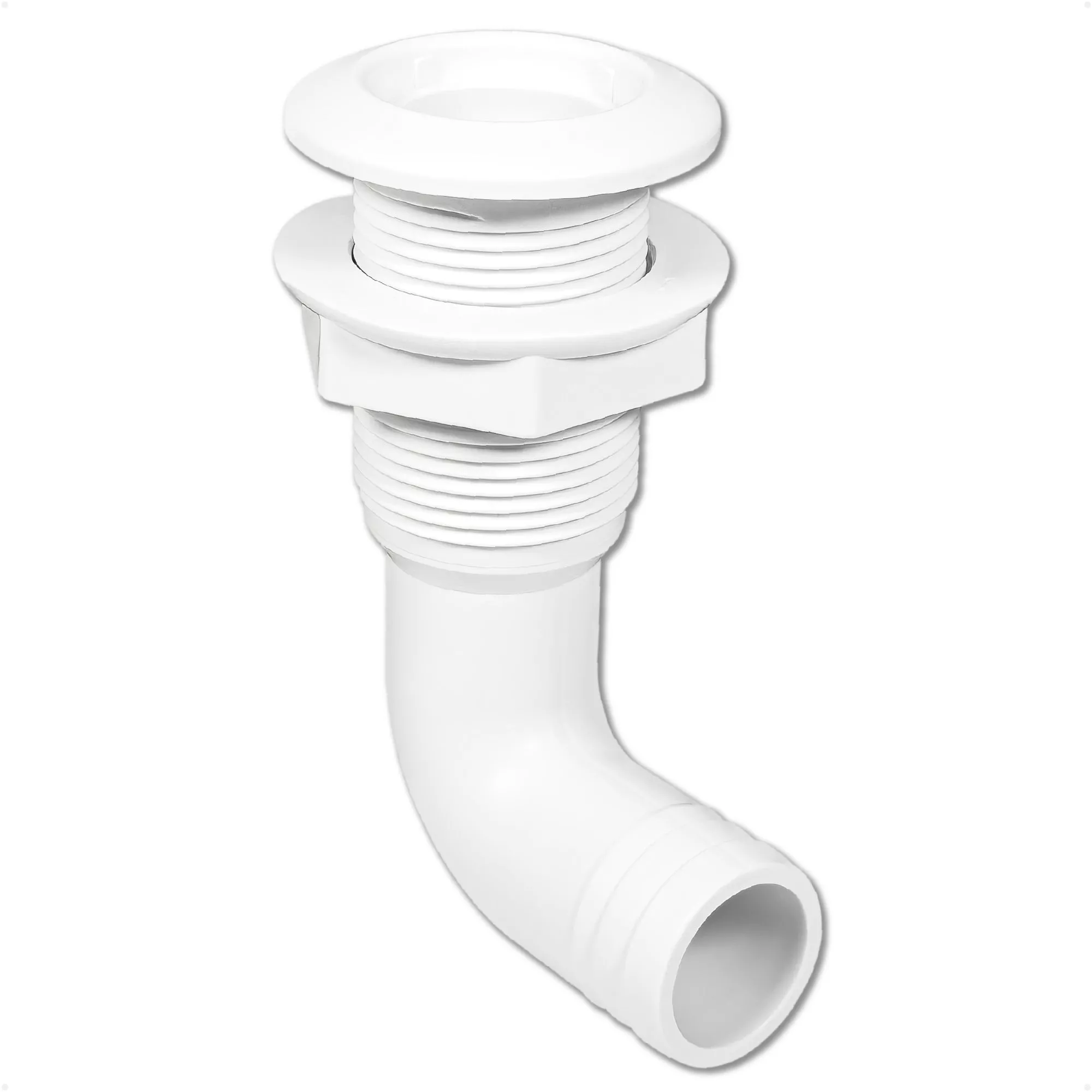 1" Angled Thru-Hull Fitting - White ABS Plastic
