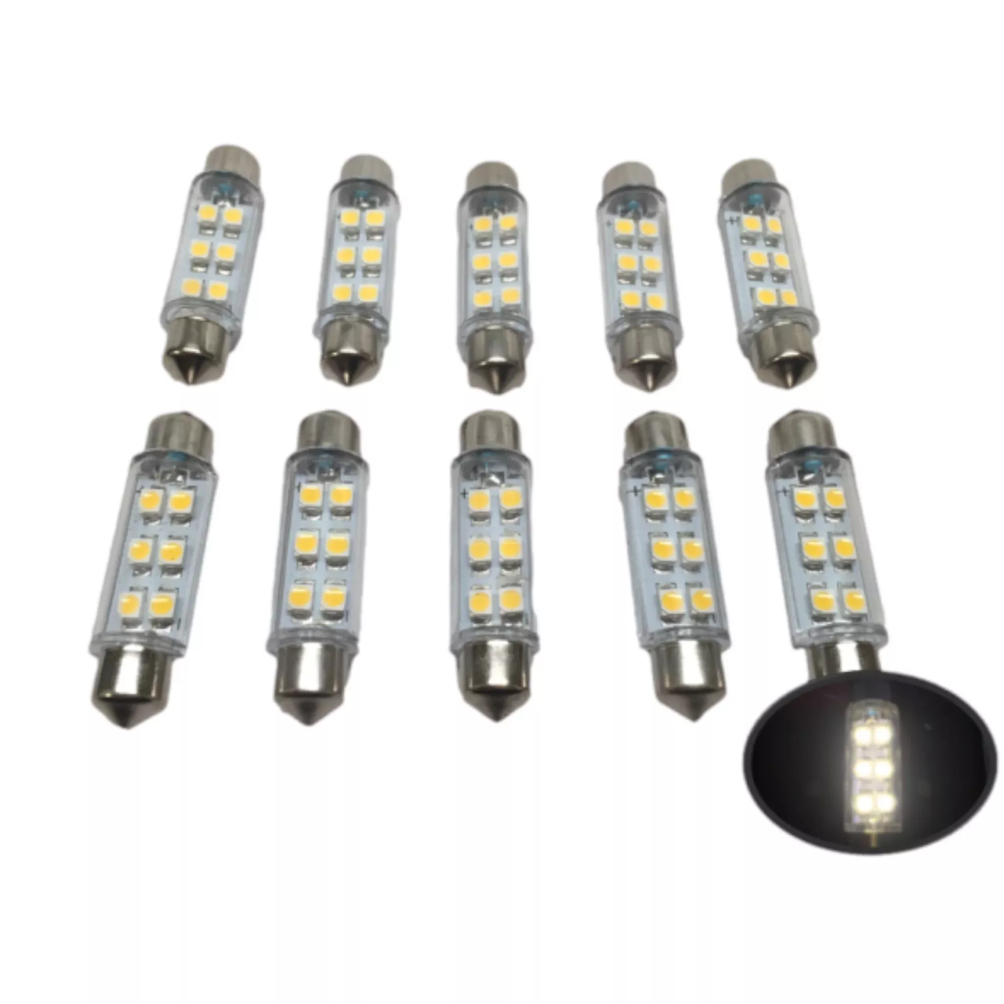 10 PCS Pactrade Marine RV Auto Boat Trailer Bus LED Bulb Festoon Warm White Light 0.5W