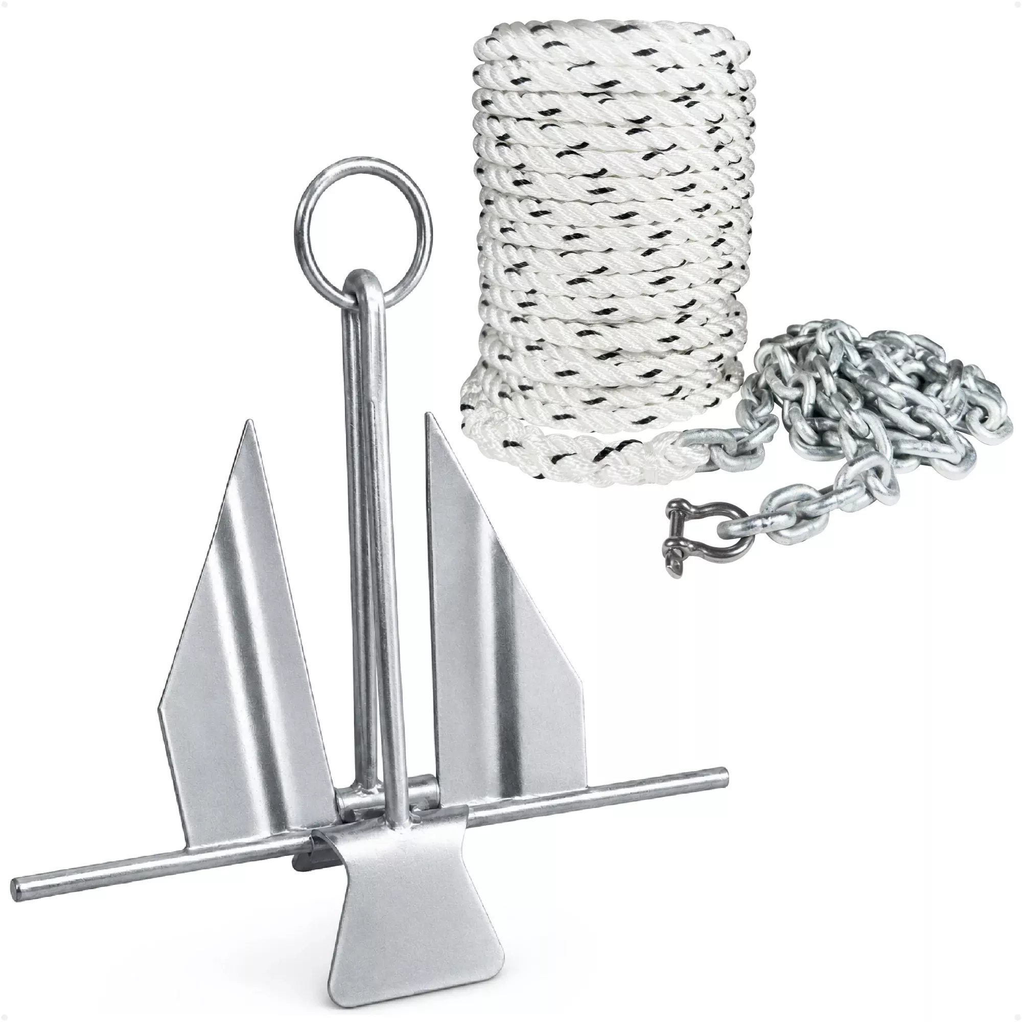 12 lb Slip-Ring Fluke Anchor Kit with Hand-Spliced Rope & Chain