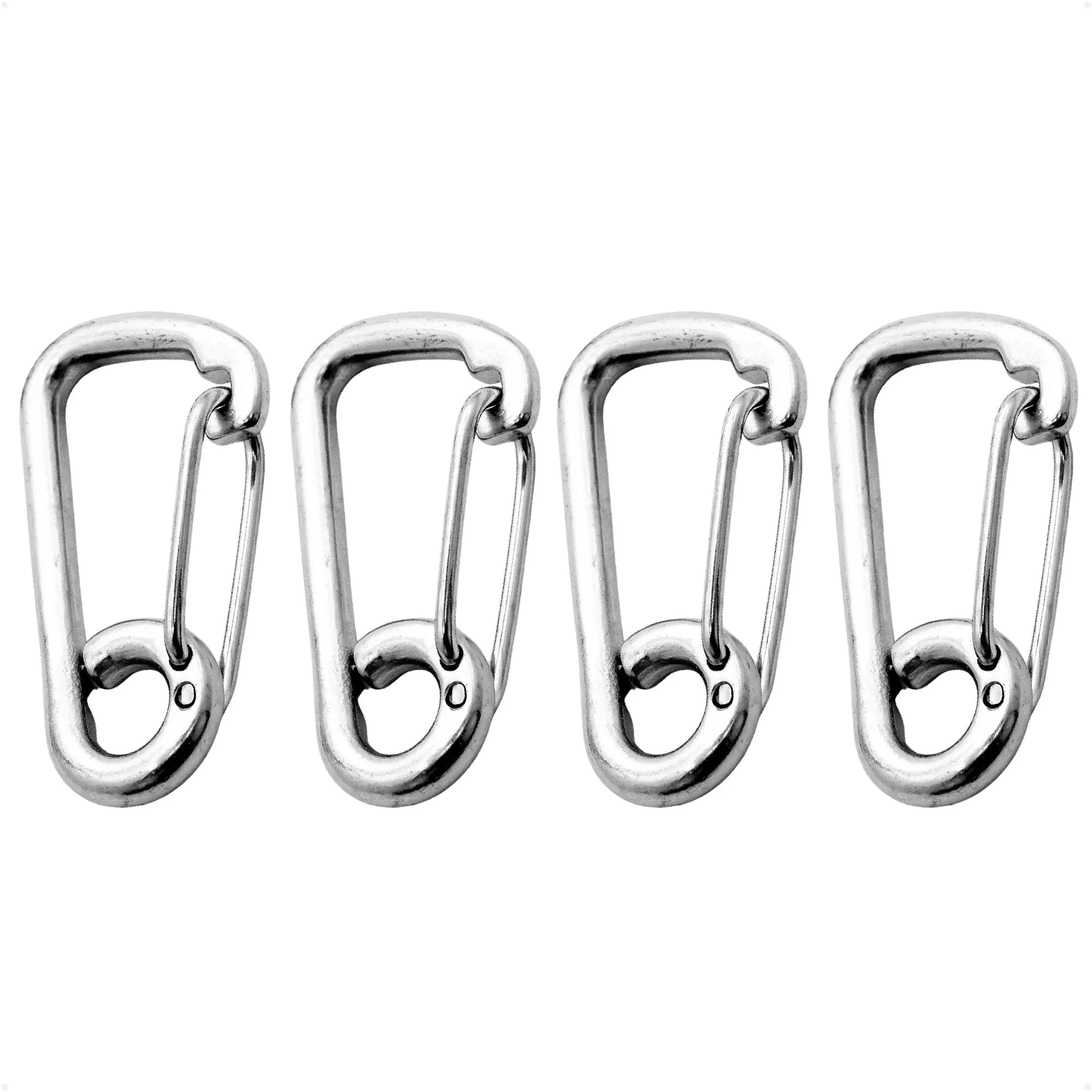 3-1/8" Asymmetric Snap Hook Carabiner, AISI316 Stainless Steel, 4-Pack