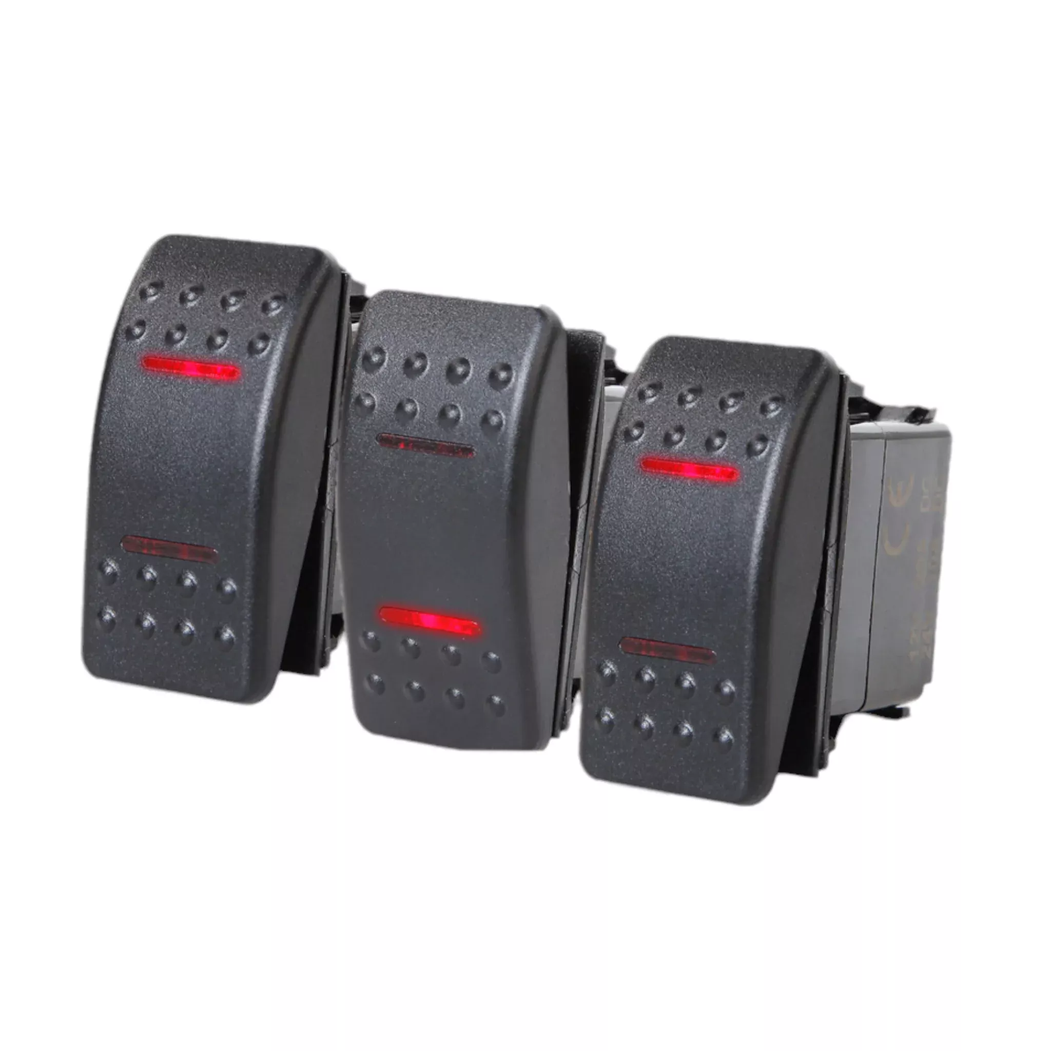 3 PCS Pactrade Marine Boat Trailer Rocker Switch ON-OFF-ON SPDT 4 Pin 2 Red LED RV