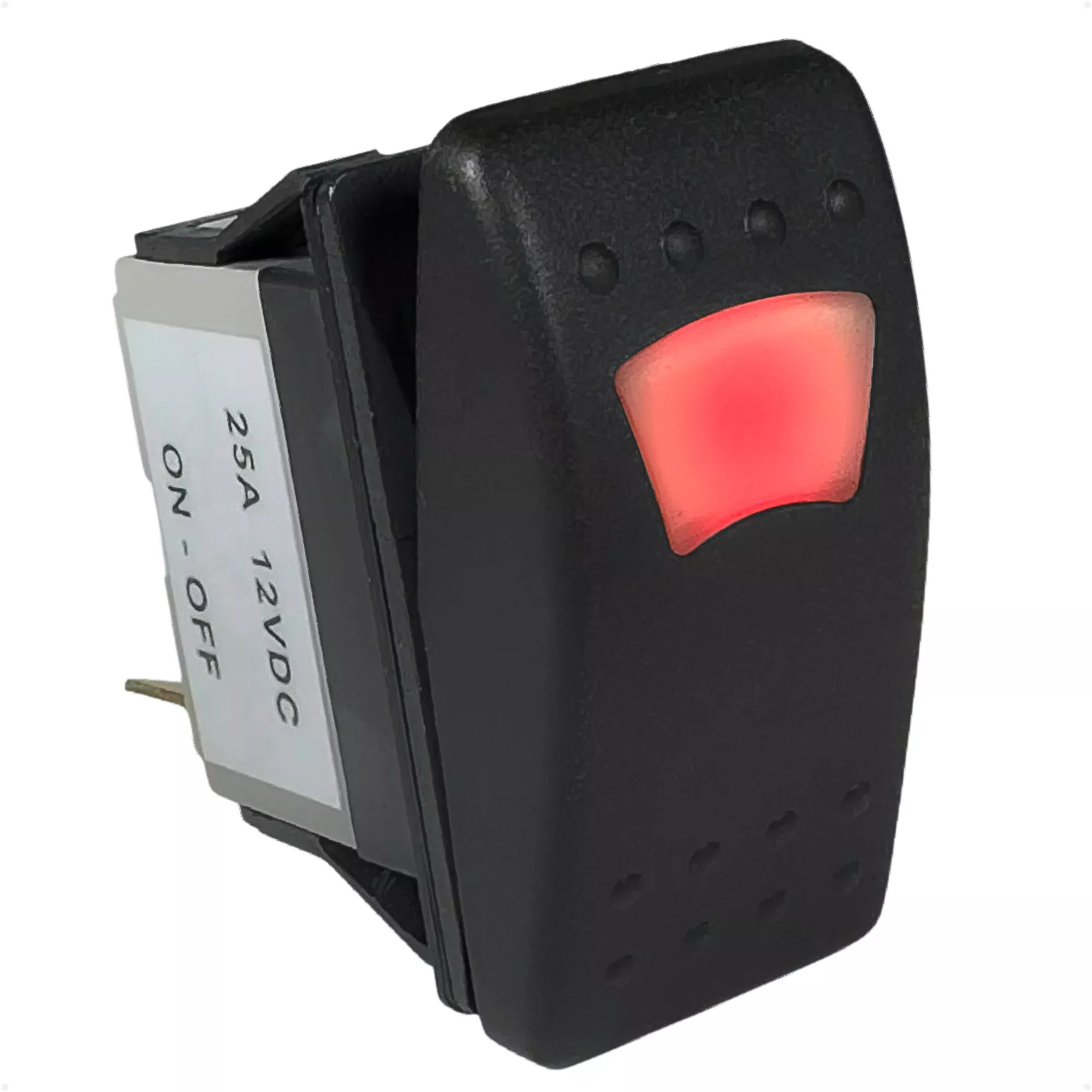 3-Pin On-Off LED Rocker Switch, SPST, 25A/12V DC - 15A/24V DC