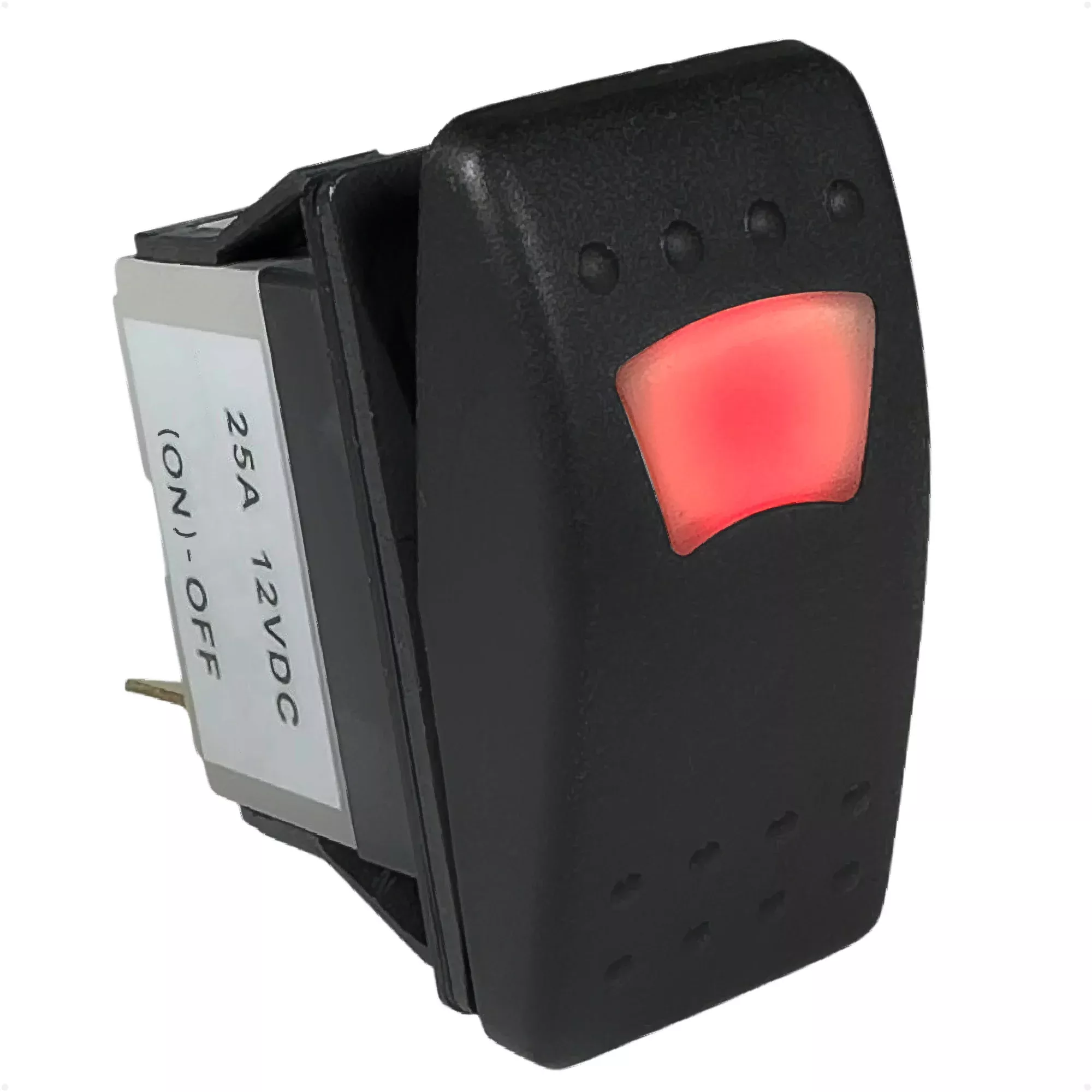 3-Pin (On)-Off Momentary LED Rocker Switch, SPST, 25A/12V DC - 15A/24V DC