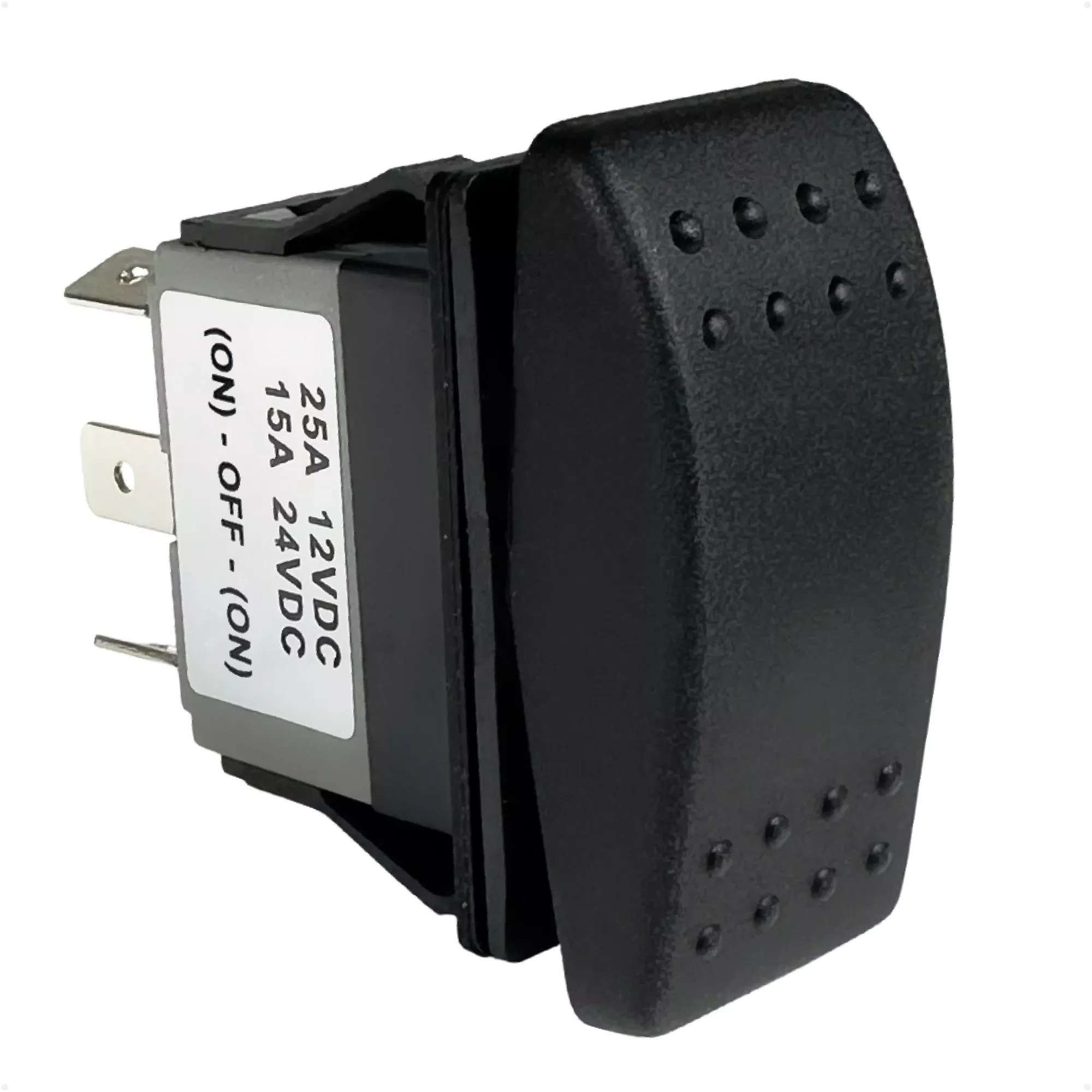 3-Pin (On)-Off-(On) Momentary Rocker Switch, SPDT, 25A/12V DC - 15A/24V DC
