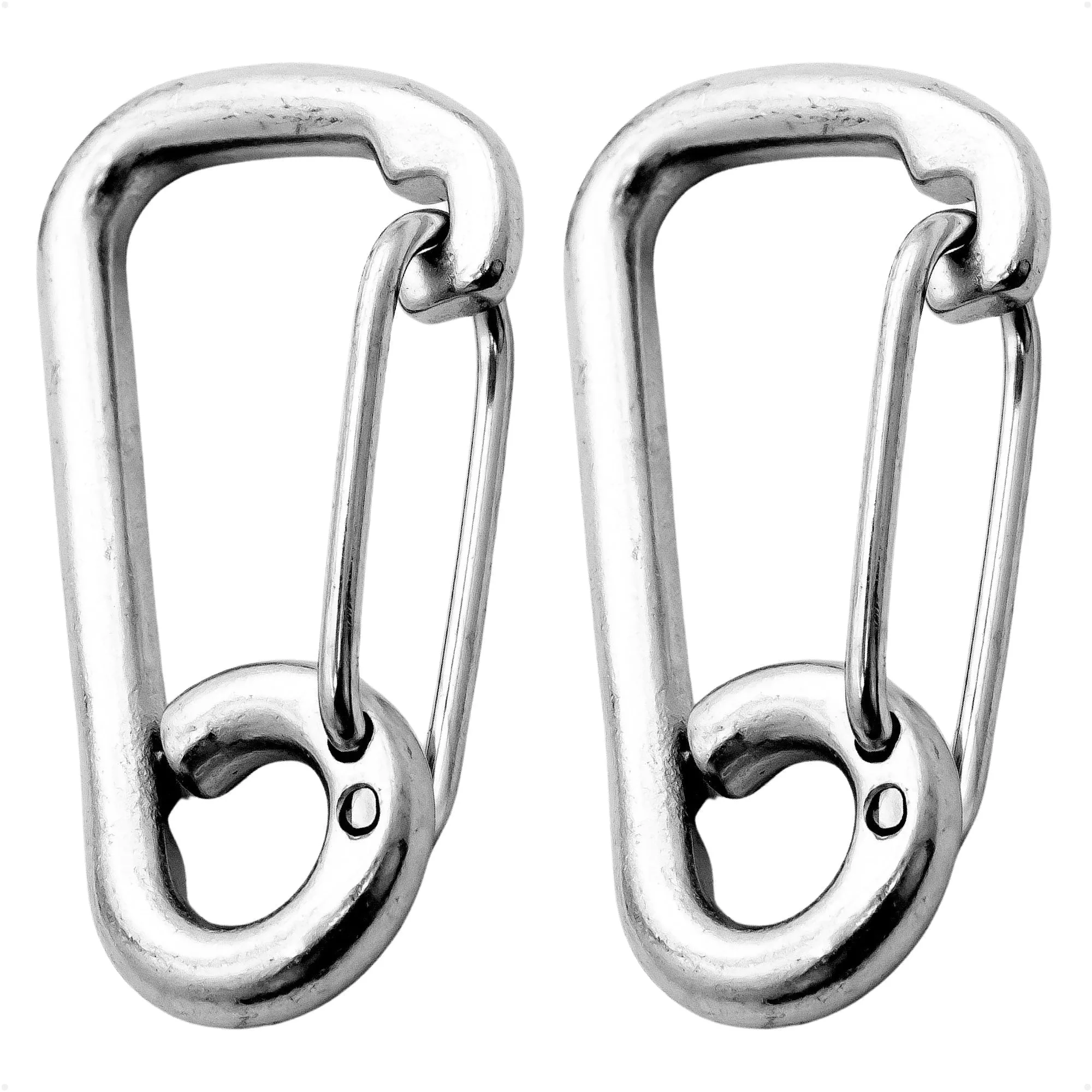 4" Asymmetric Snap Hook Carabiner, AISI316 Stainless Steel, 2-Pack