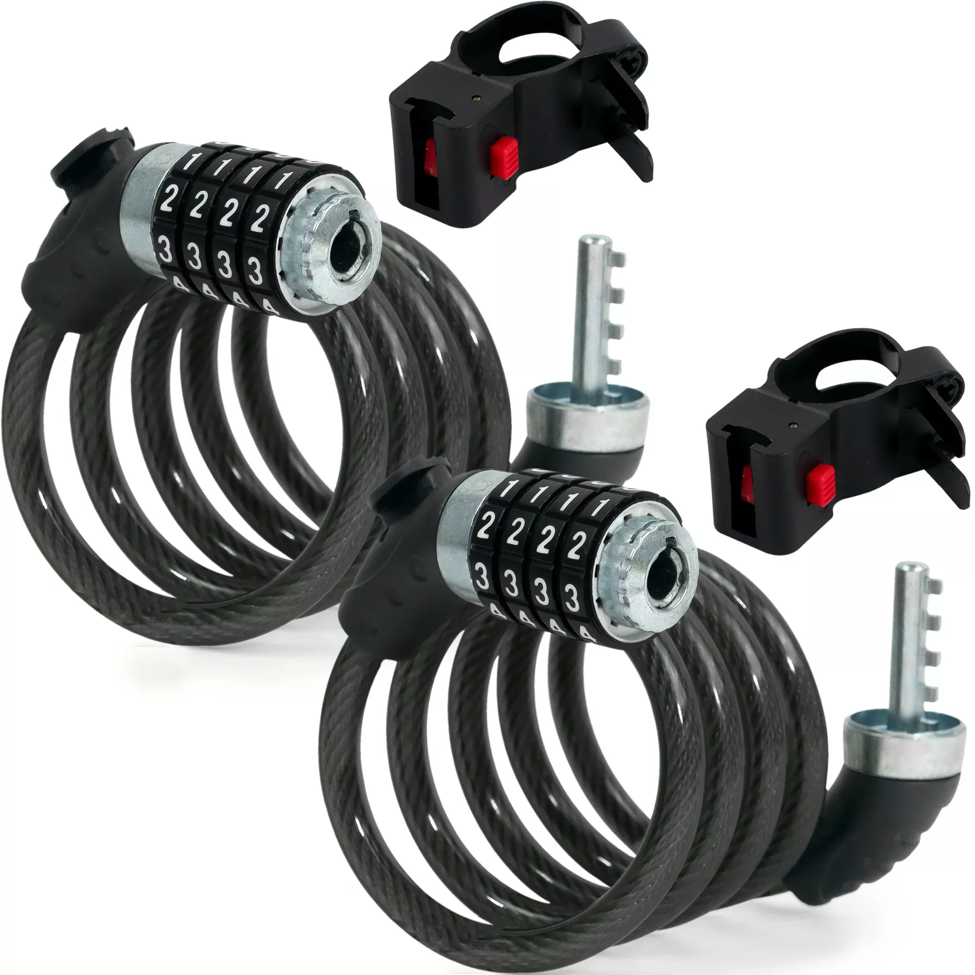 4' Bike Cable Lock with Combination Anti Theft, 2-Pack