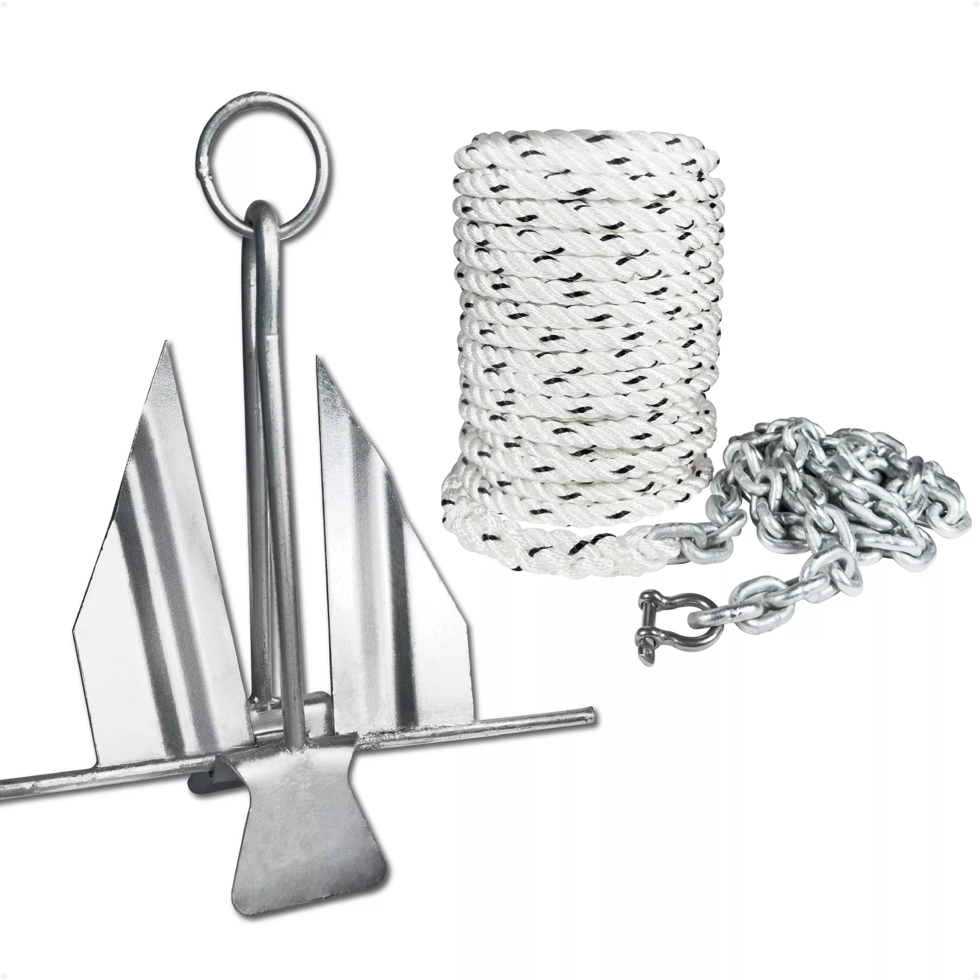 4 lb Slip-Ring Fluke Anchor Kit with Hand-Spliced Rope & Chain