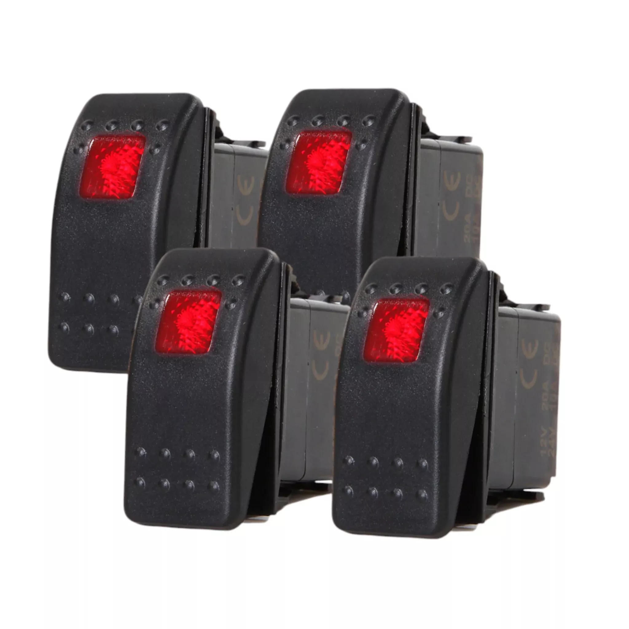 4 PCS Pactrade Marine Boat Trailer RV Rocker Switch ON-OFF SPST 3 Pin 1 Red LED Auto