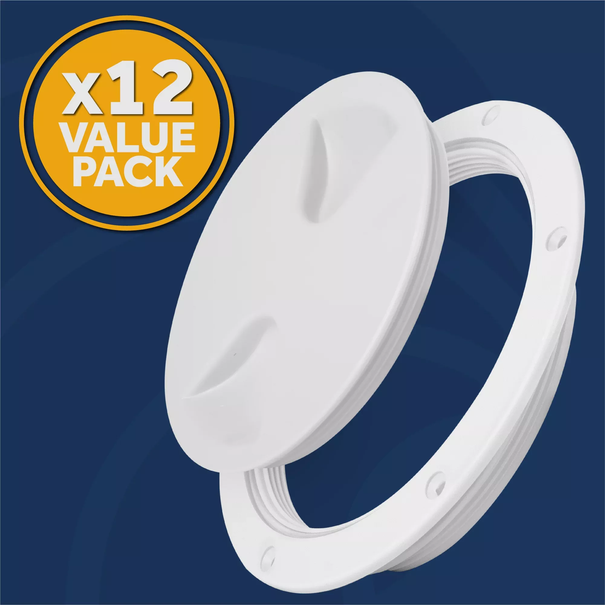5" Deck Plate, Round Screw-in, White, 12-Pack