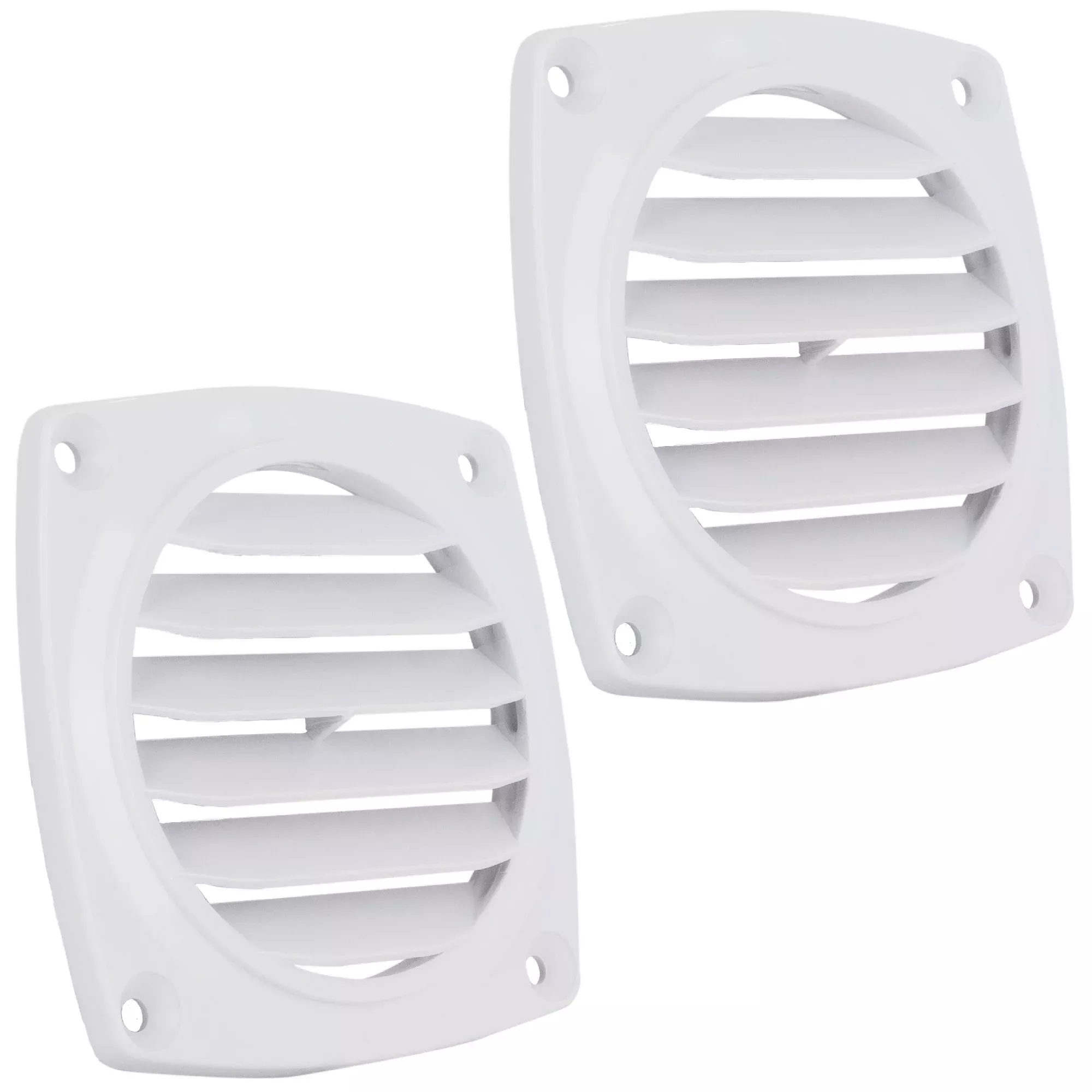 6-Slotted Louvered Flush Hose Ventilators, 3" Hose Diameter, White, 2-Pack