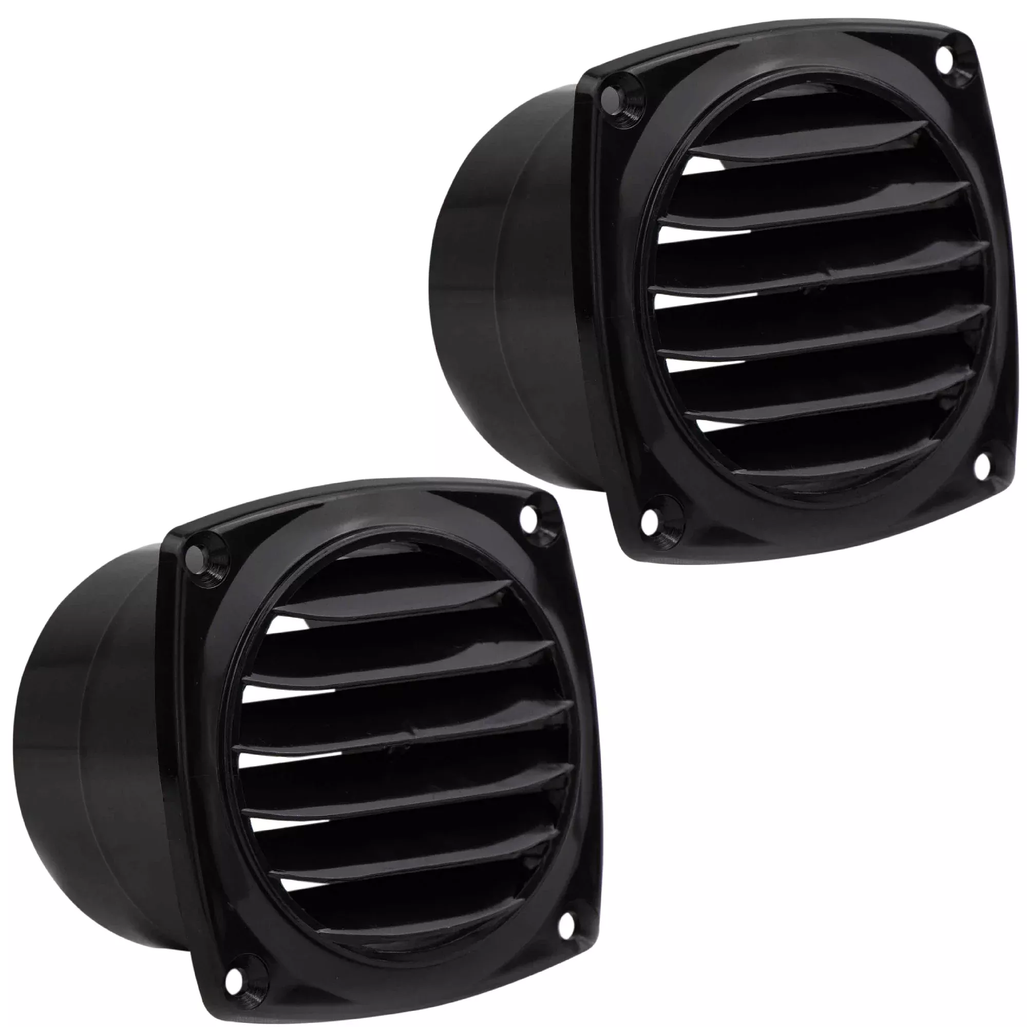6-Slotted Louvered Hose Vent, 3" Hose Diameter, Black, 2-Pack