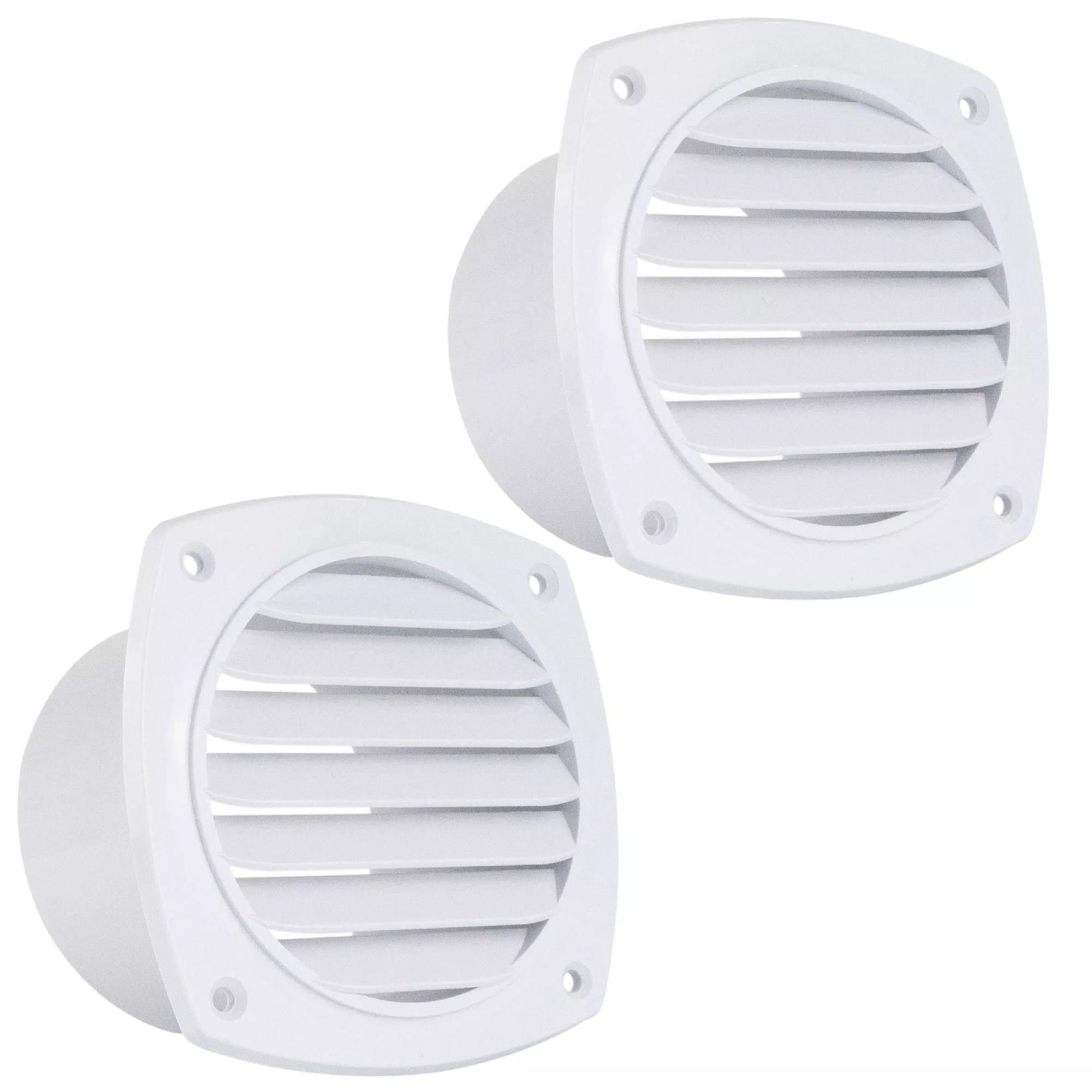 7-Slotted Louvered Hose Vent, 4" Hose Diameter, White, 2-Pack