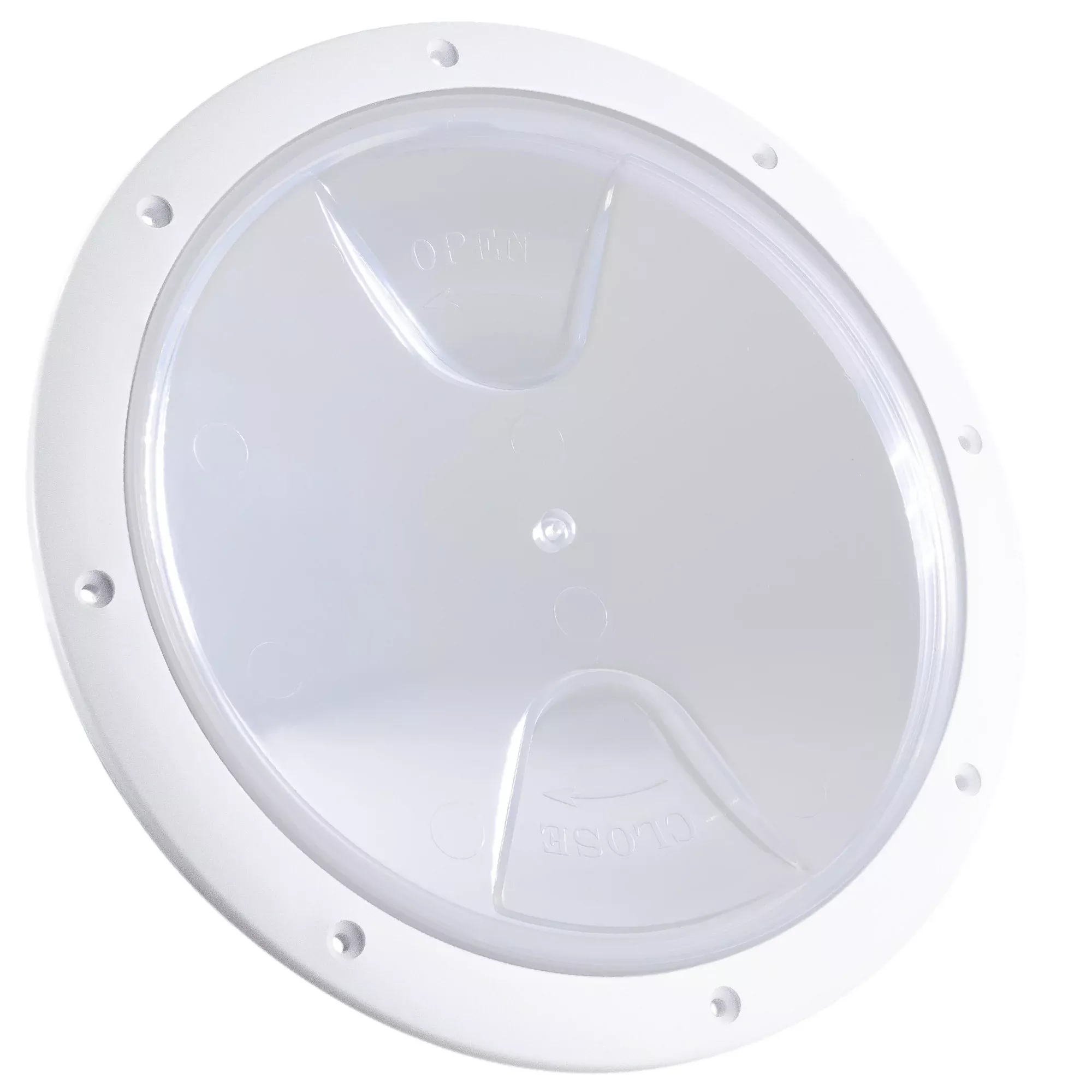8" Deck Plate, Round Screw-in, White with Clear Lid