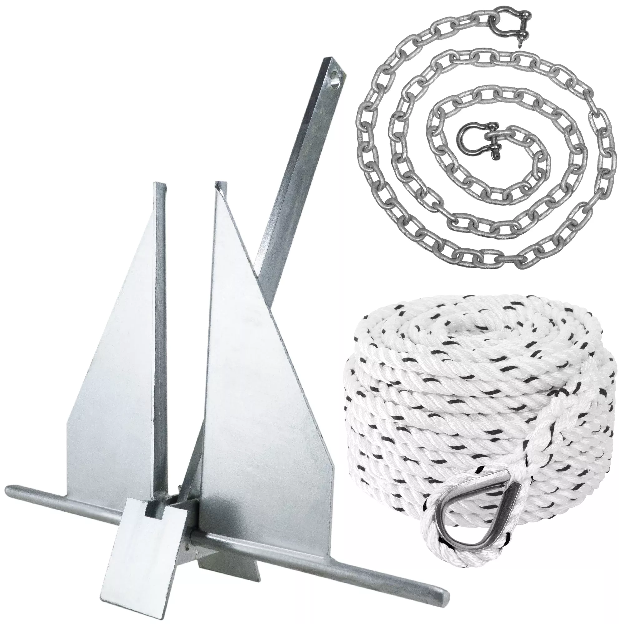 8 lb Fluke Anchor Kit - Hand-Spliced with Thimble & Shackle
