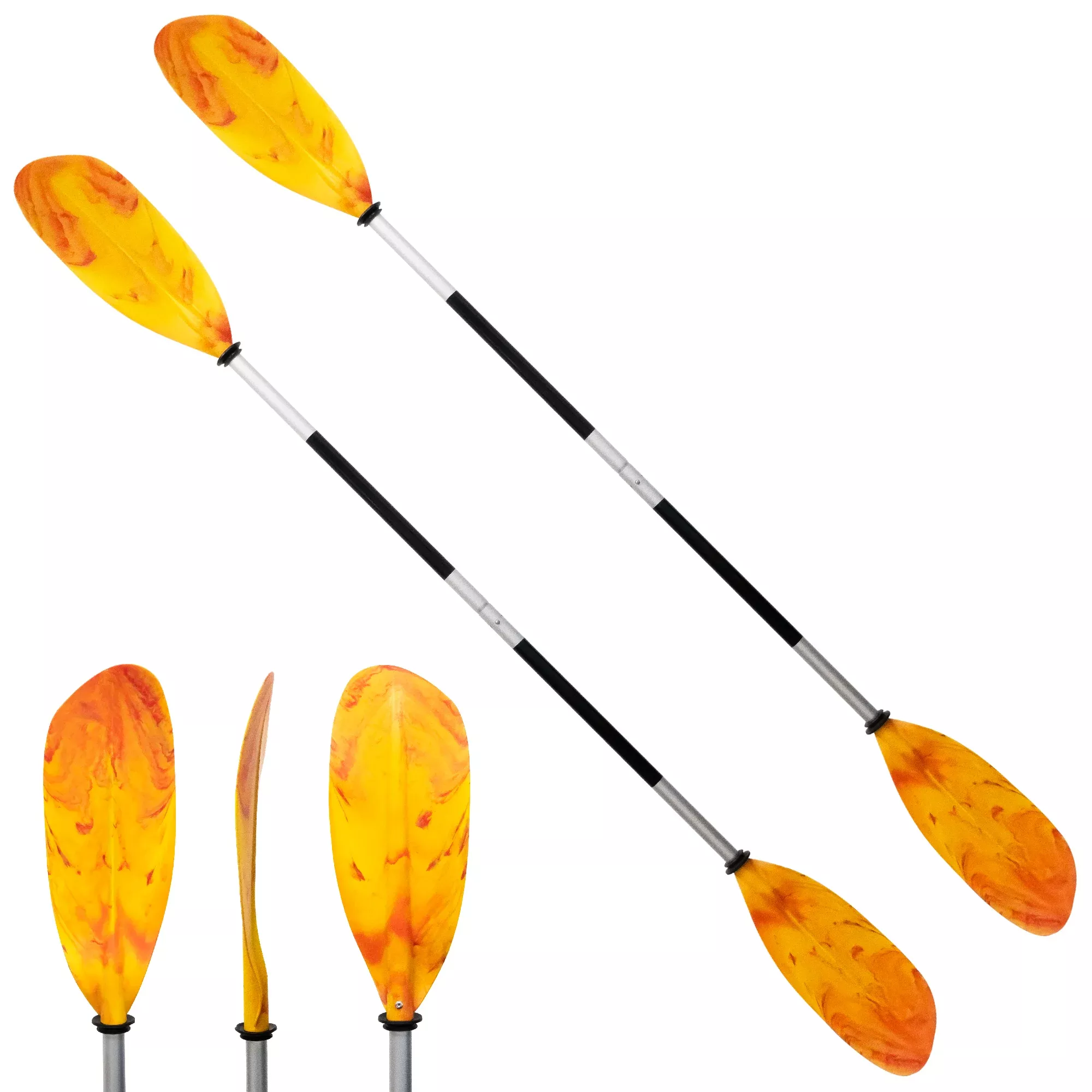 84" Kayak Paddle, Aluminum, Yellow & Orange, Detachable, 2-Pack