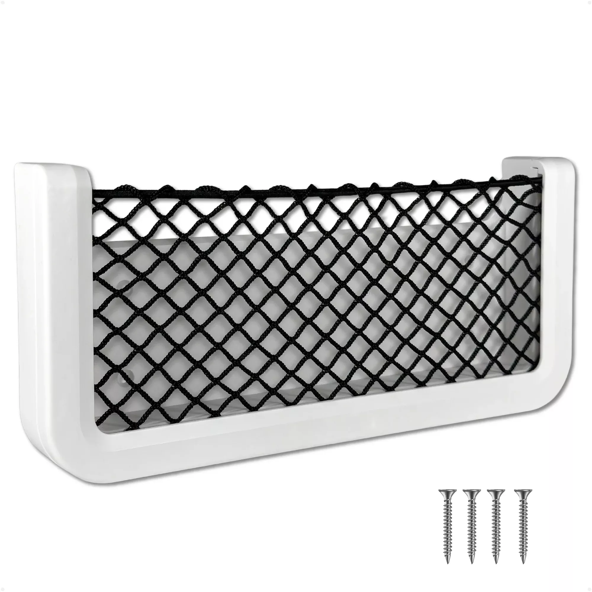 9-7/8" x 4-1/2" Storage Net, White Frame, Black Elastic Netting