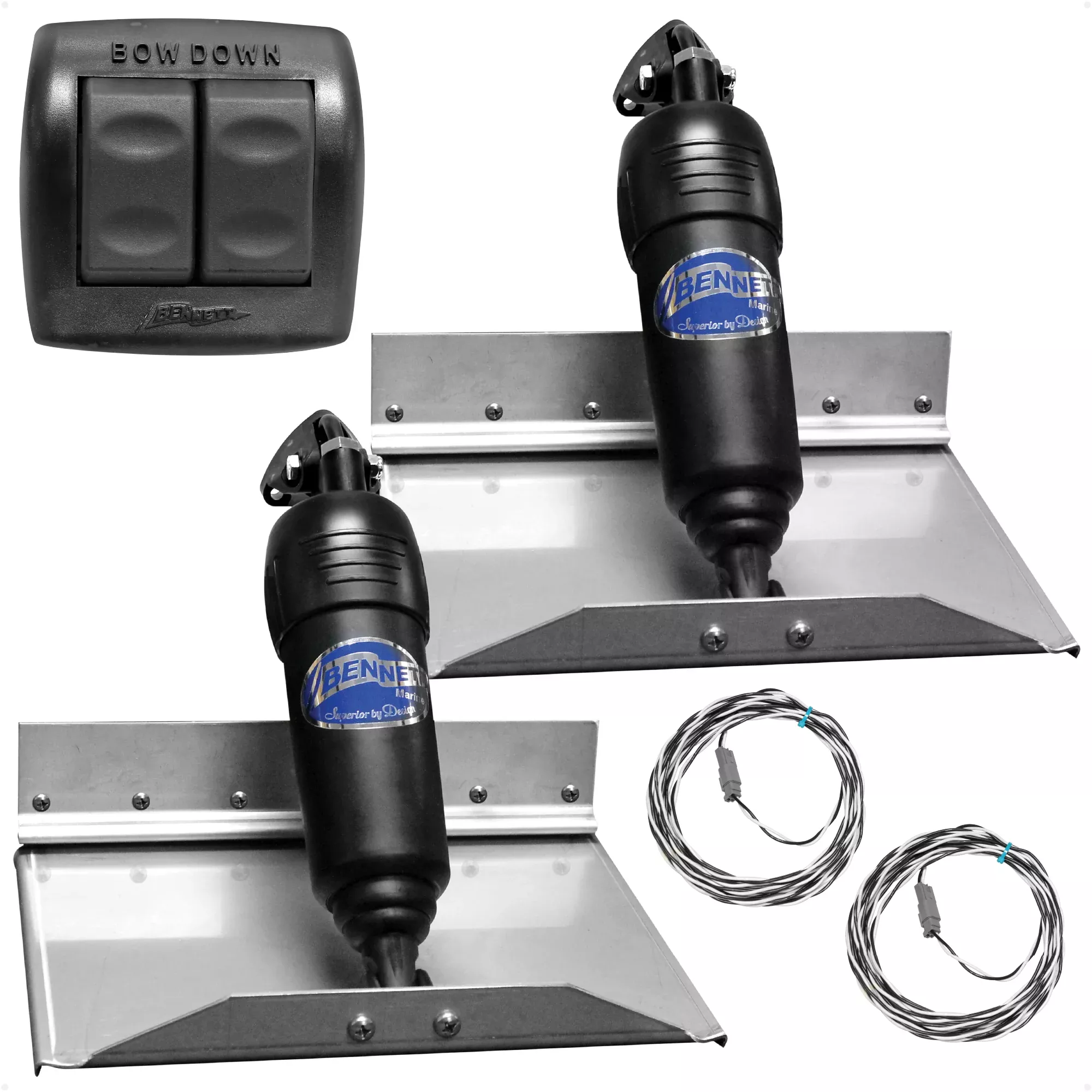 Bennett Marine 12" x 9" Bolt Electric Trim Tab Systems with Rocker Control, Complete Kit BOLT129, 12V DC