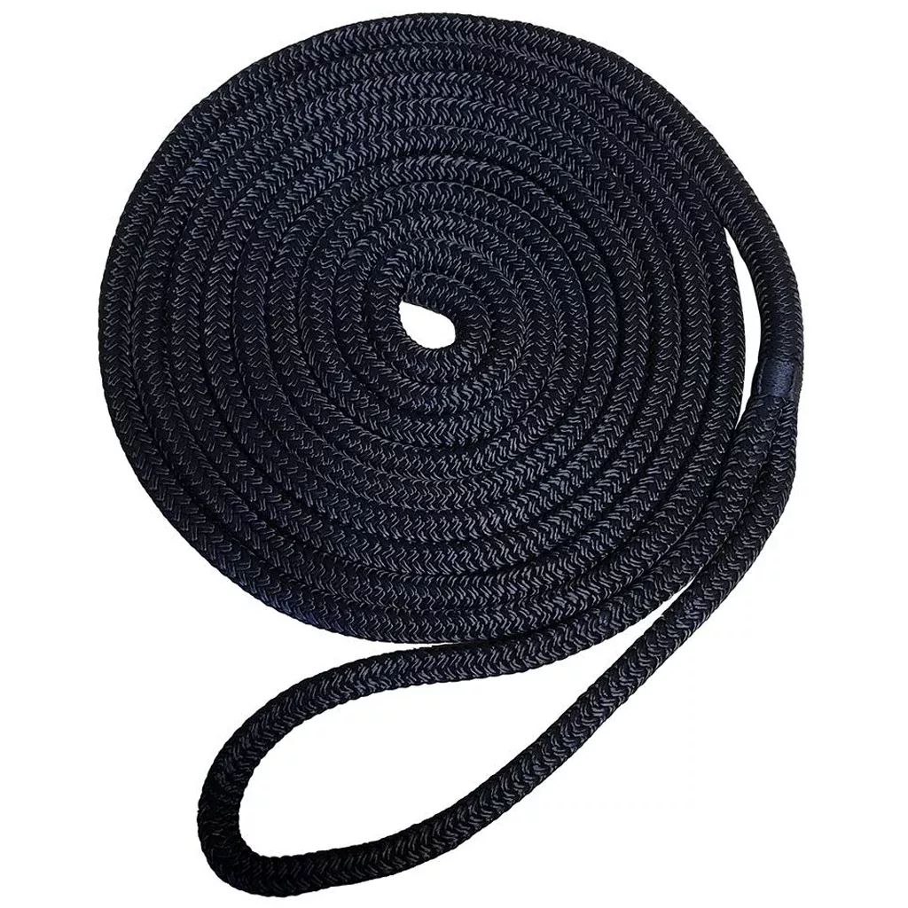 Braided Nylon Dock Line with eye-1/2" x 25' Black