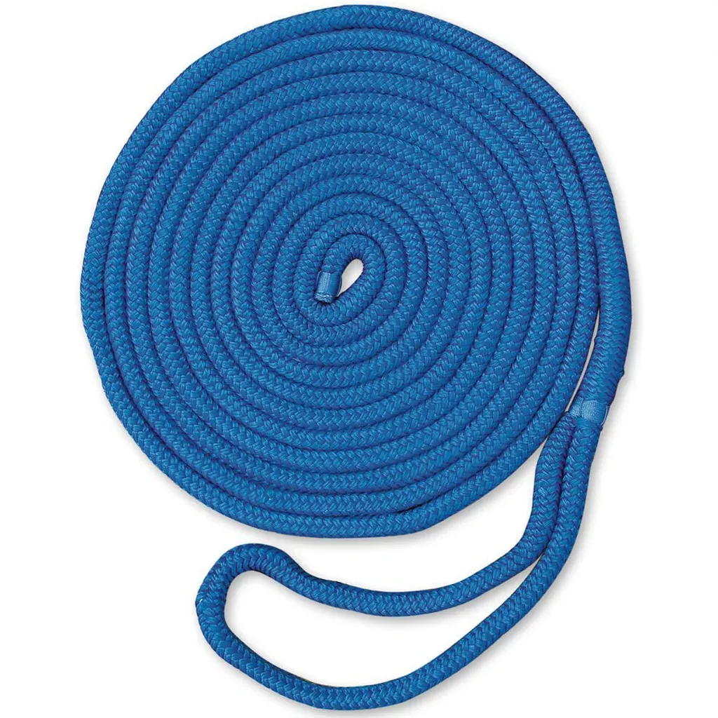 Braided Nylon Dock Line with eye-1/2" x 25' Blue