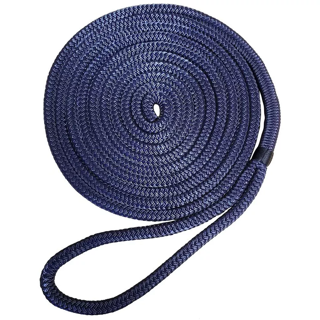 Braided Nylon Dock Line with eye-1/2" x 30' Navy