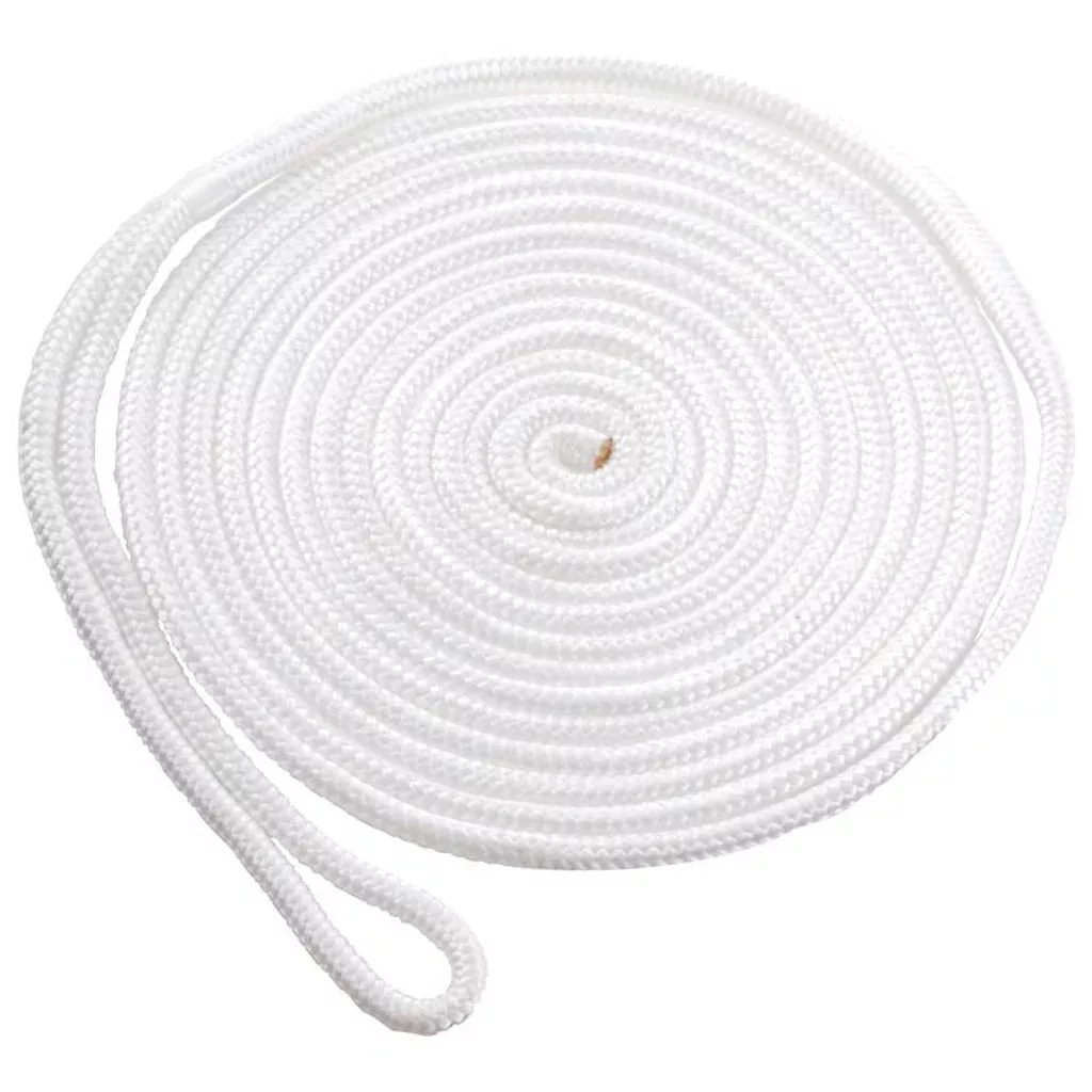 Braided Nylon Dock Line with eye-1/2" x 30' White