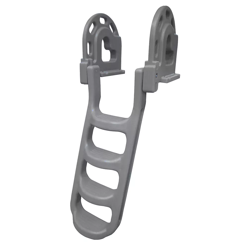 Dock Edge Stand-Off Flip-Up Polyethylene Roto Molded 4-Step Dock Ladder – Grey [DE2084F]