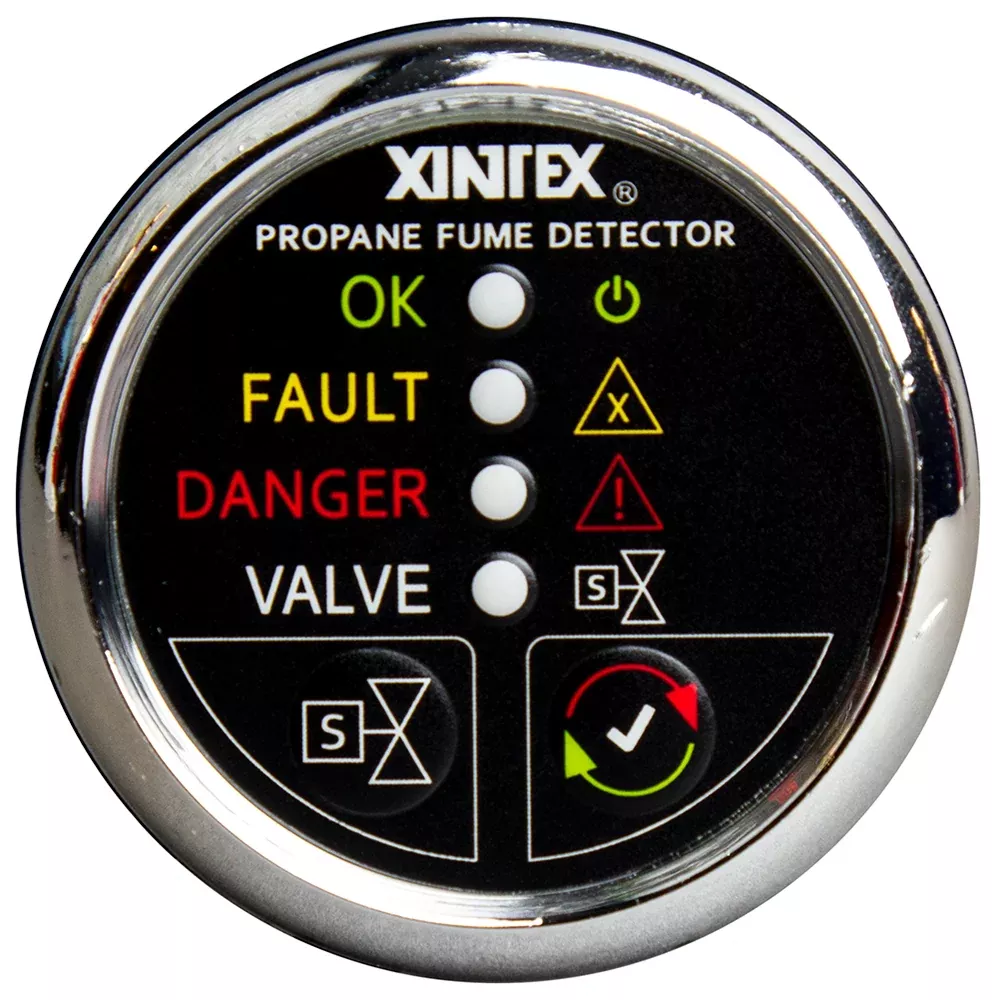 Fireboy-Xintex Propane Fume Detector w/Automatic Shut-OffPlastic Sensor - No Solenoid Valve - Chrome Bezel Display [P-1CNV-R]