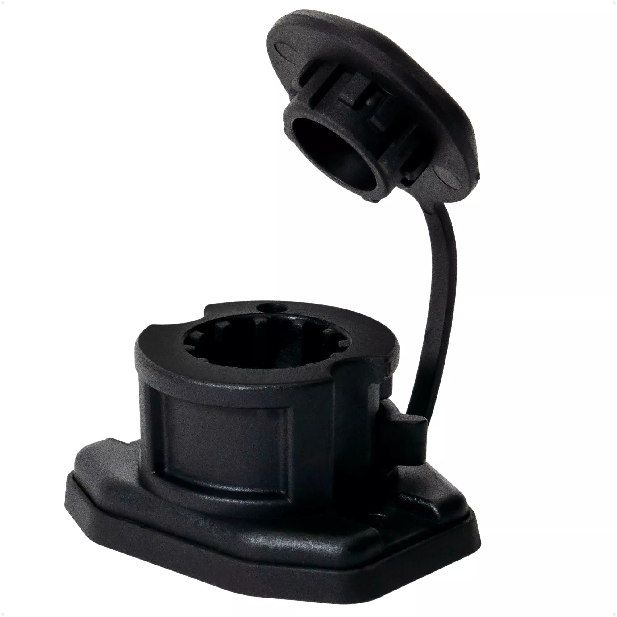 Fishing Rod Holder Deck Mount Base with Cap, Black