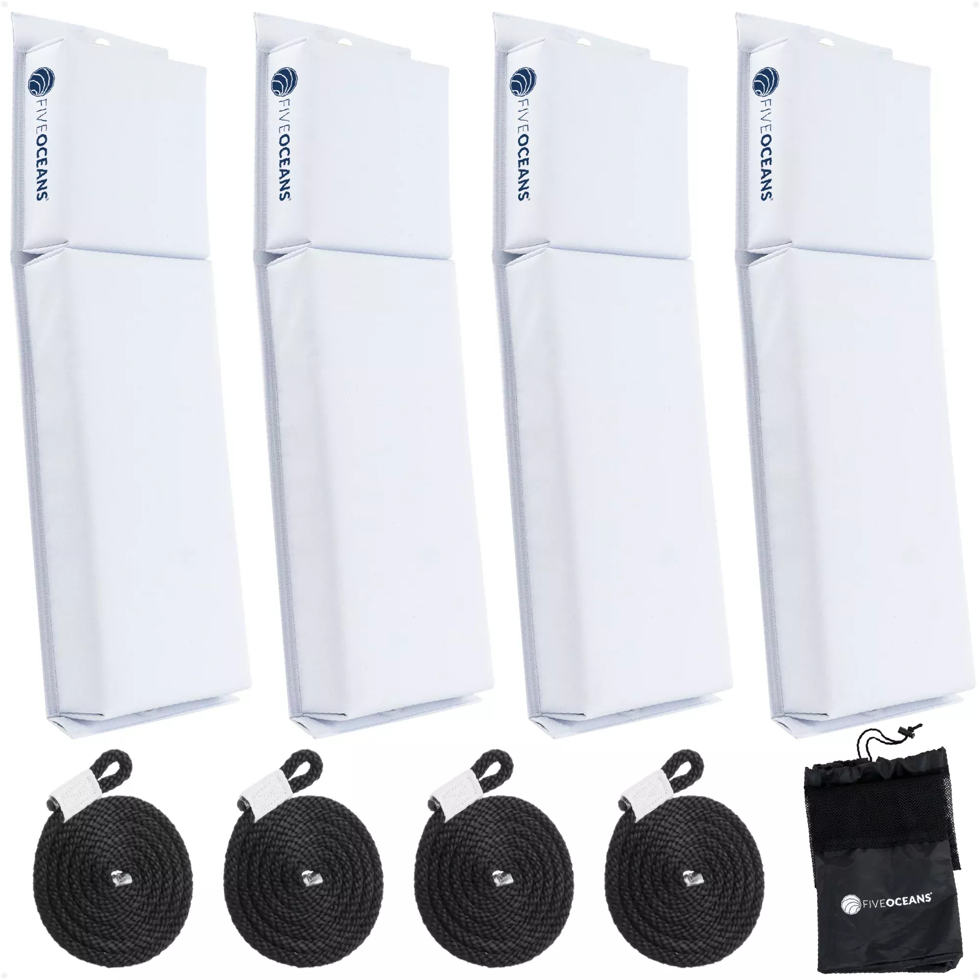 Flat Boat Fenders 24" x 6-7/8" x 2-1/2", White, 4-Pack