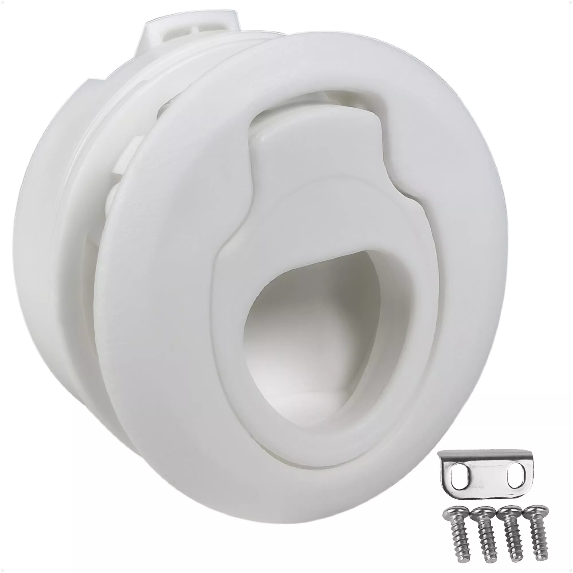 Flush Pull Slam Latch Door Hatch, 2" Dia., White