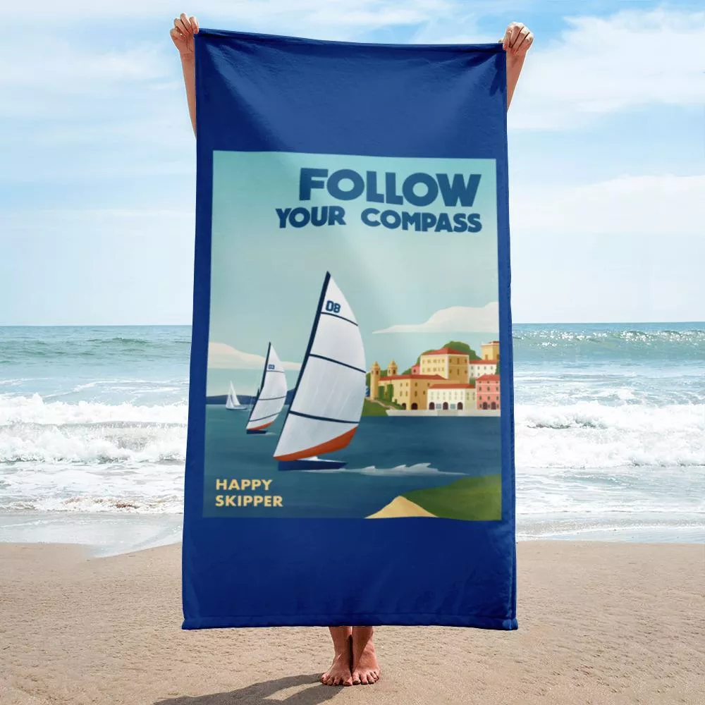 Follow Your Compass™Sail Beach Towel