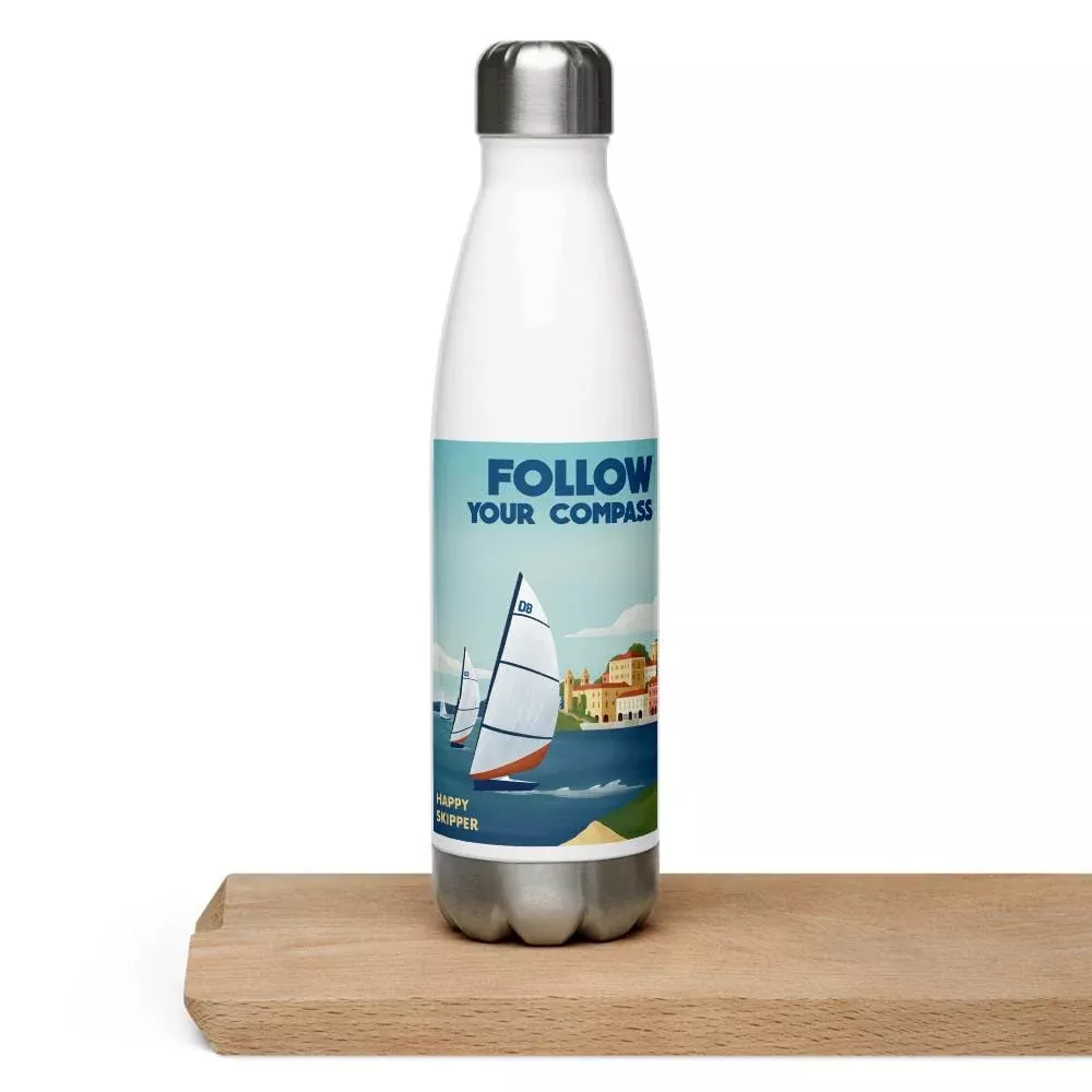 Follow Your Compass™ Sail Design Stainless Steel Water Bottle