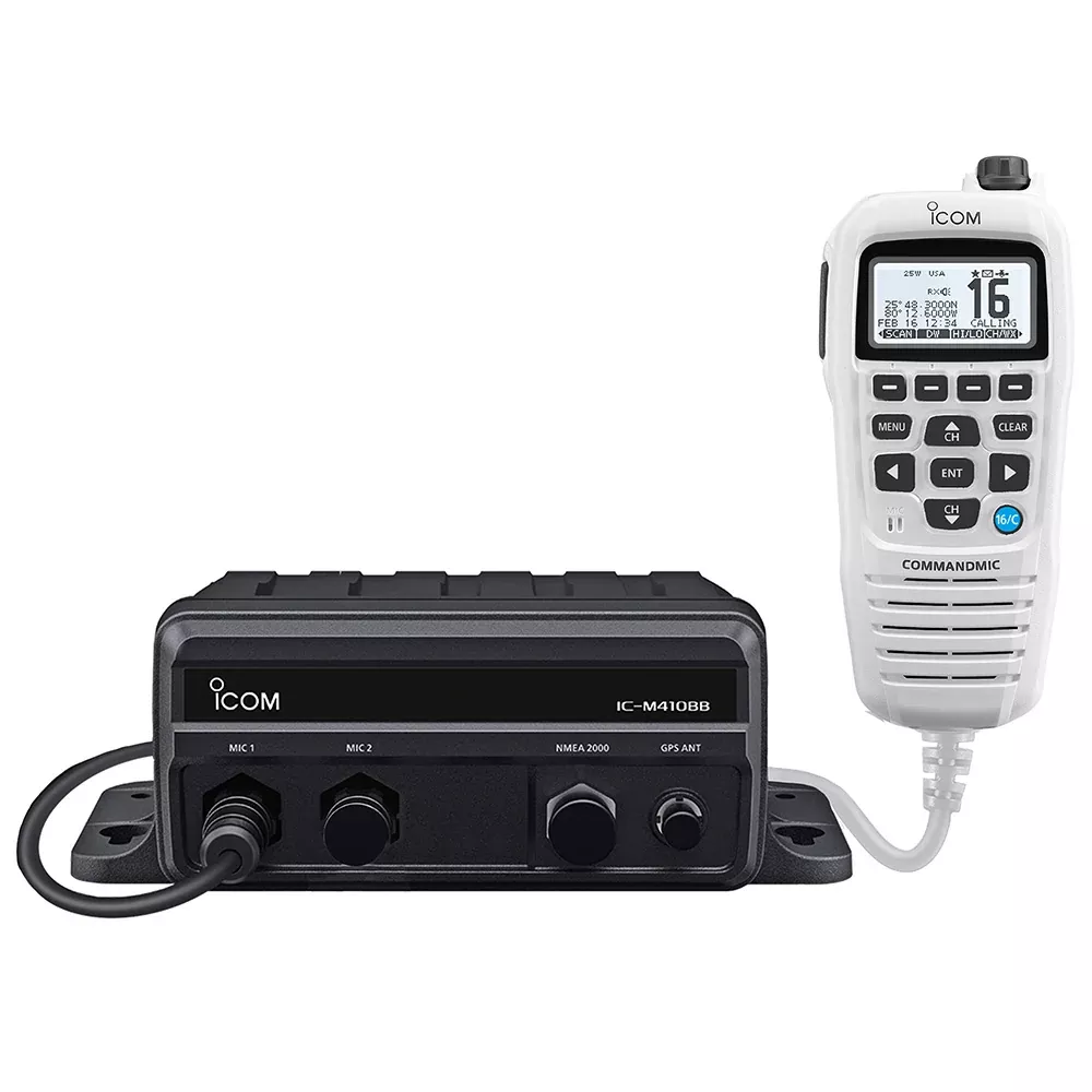 Icom IC-M410BB GW 11 Black Box VHF w/White Command Mic2 Command Mic Ports [M410BB GW 11 USA]