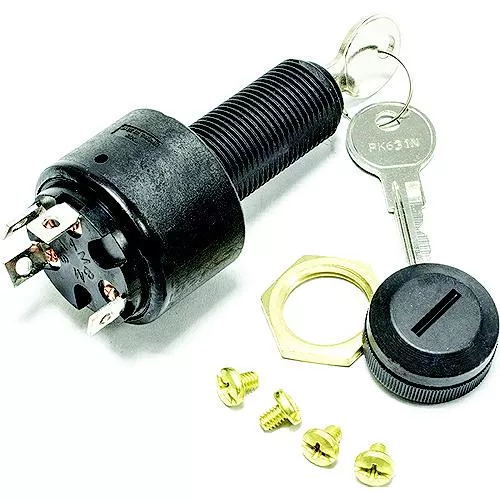 Ignition Starter Switch, 1-1/8" 4-Position ACCESSORY/OFF/IGNITION/START