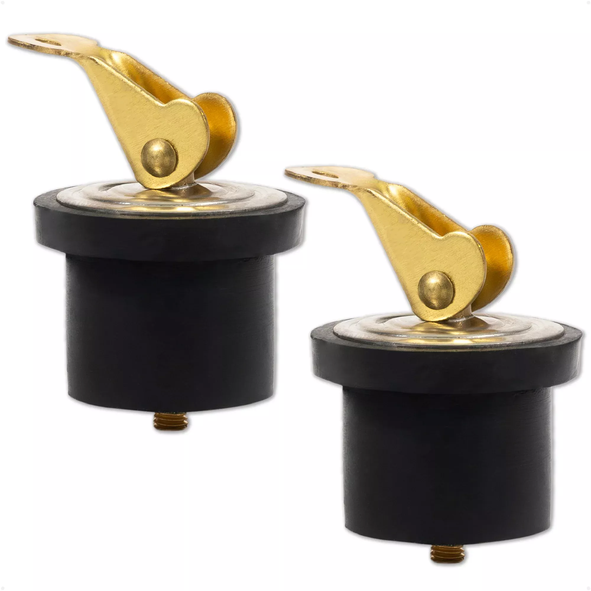 Livewell Bailer Drain Plug for 3/4" Diameter Drains, Rubber/Brass, 2-Pack