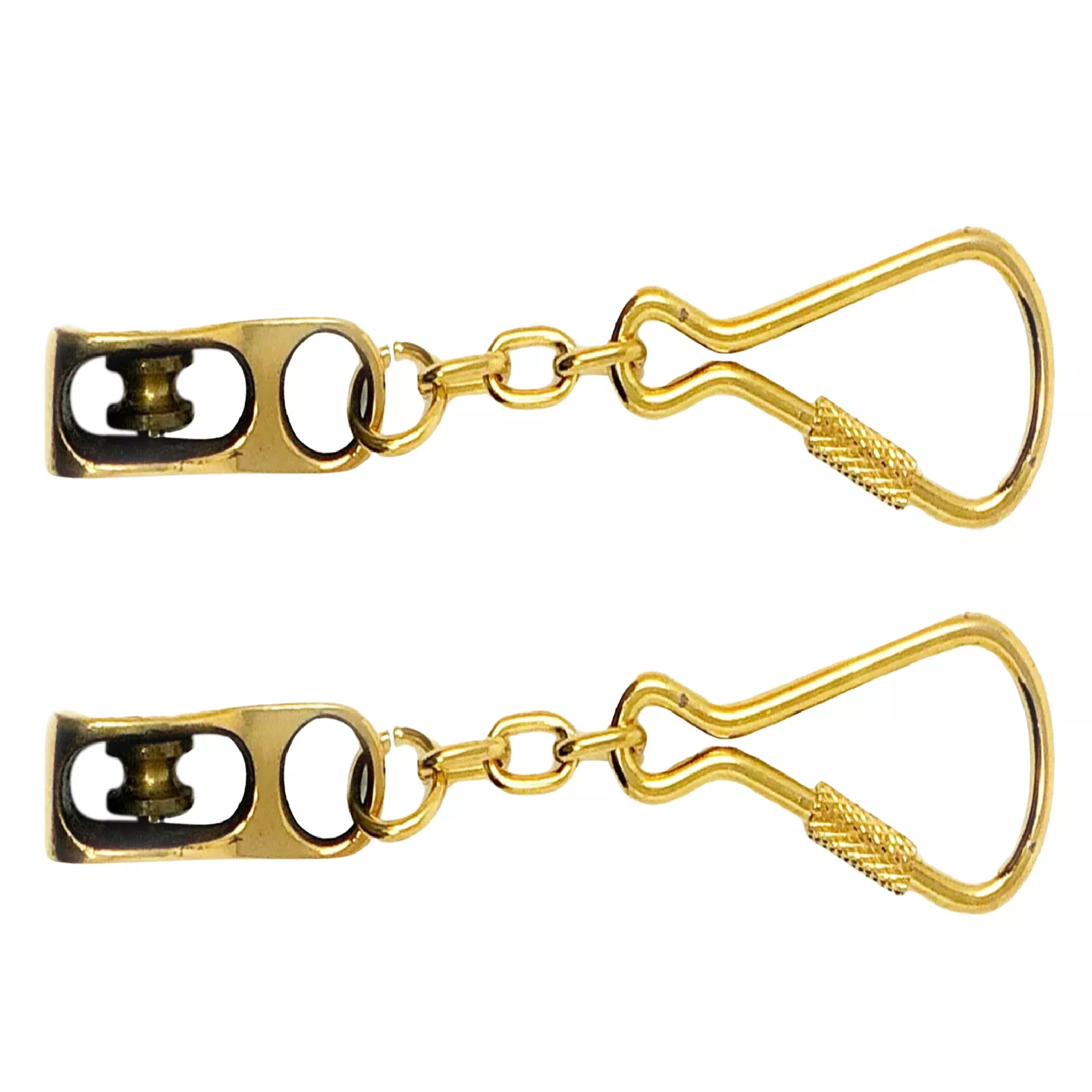 Nautical Ship Rope Pulley Keychain, Solid Brass, 2-Pack