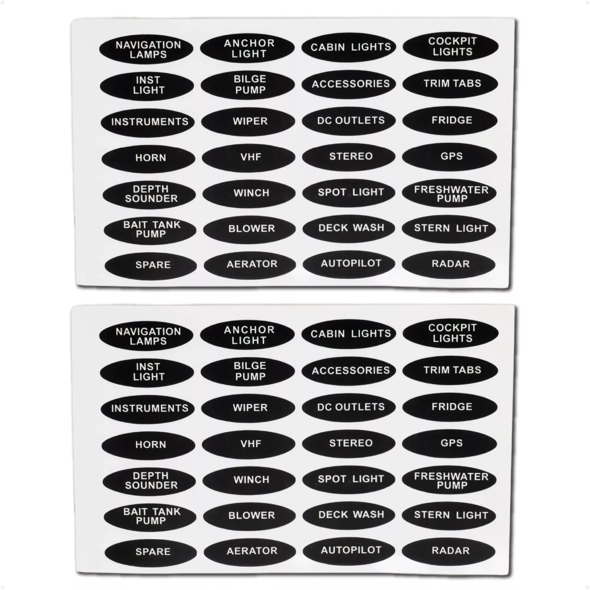 Oval Switch Panel Labels, 28 Pieces Per Sheet, 2-Pack