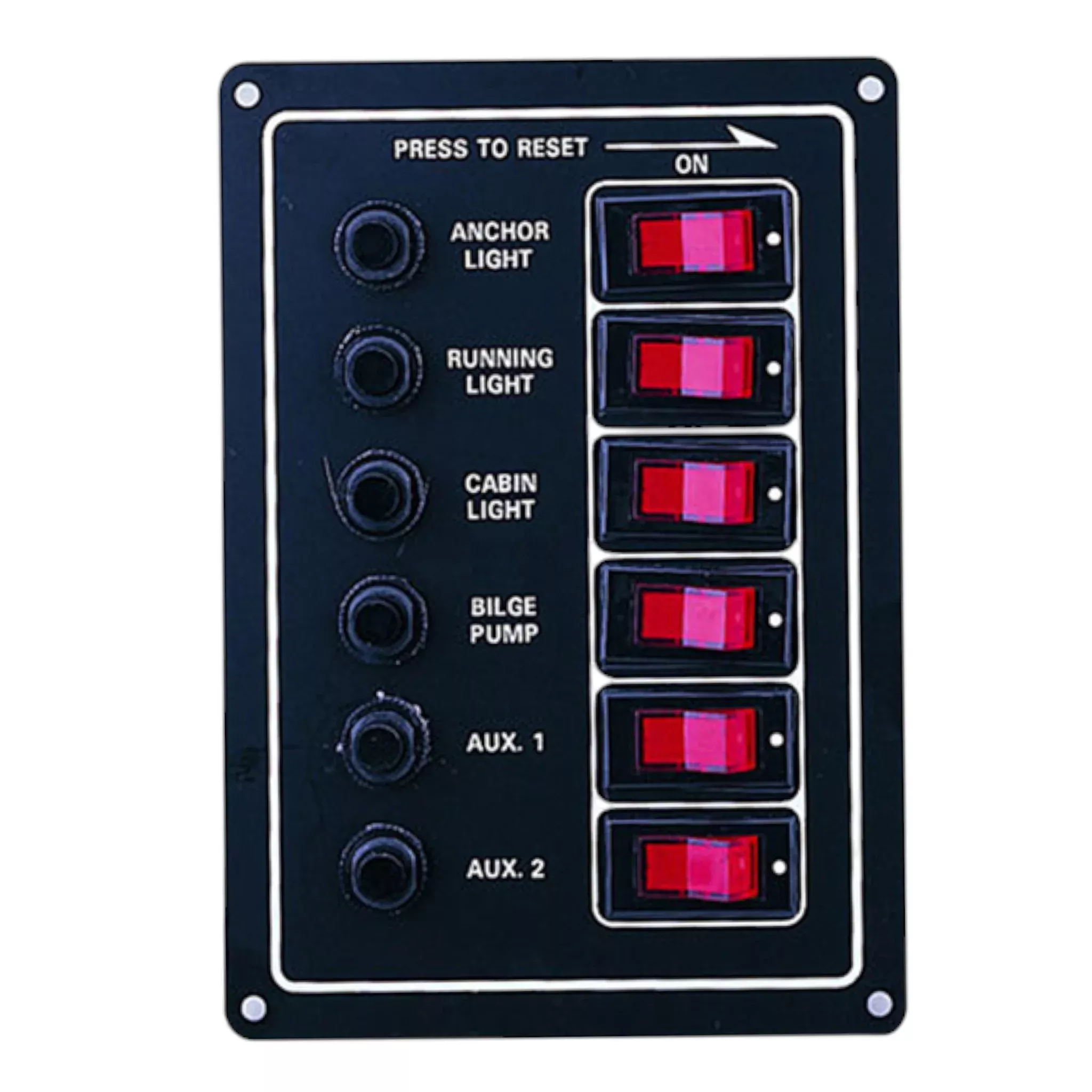 Pactrade Marine 6 Gang Switch Panel with Illuminated Switch 20 Preprinted Labels, 6.5" L x 2.5" H x 4.5" W