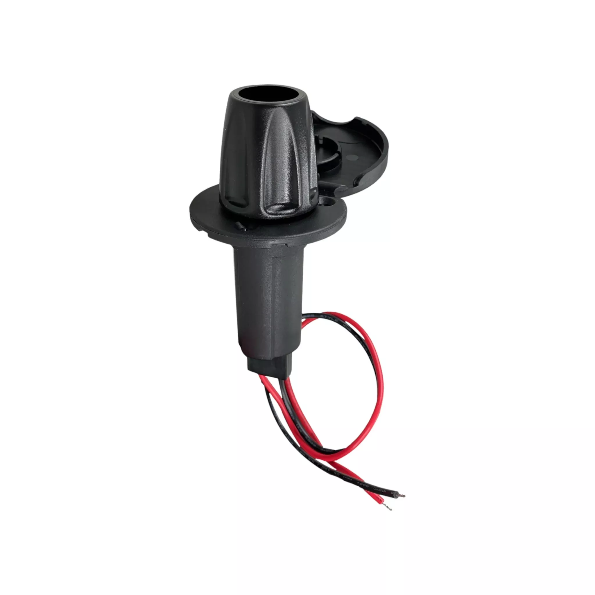 Pactrade Marine Black Nylon Cap 2-Prong Stern Light Pole Base Nylon Top Socket Plug-In Threaded Black Collar 5 Height 2-1/4" Diameter 1" Cutout Wired