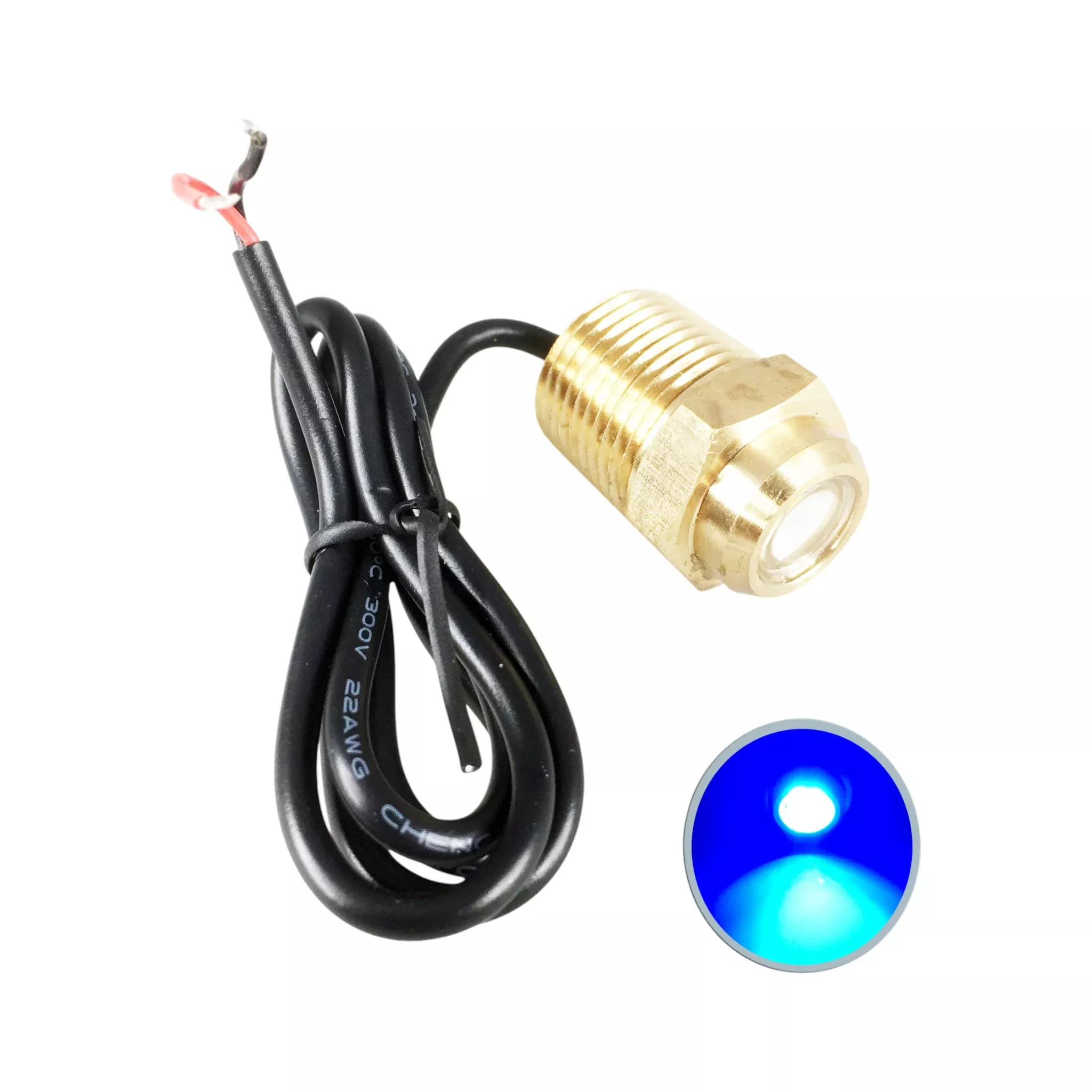Pactrade Marine Boat 2 Blue LED Drain Plug 1/2" NPT Brass Underwater Light 12V