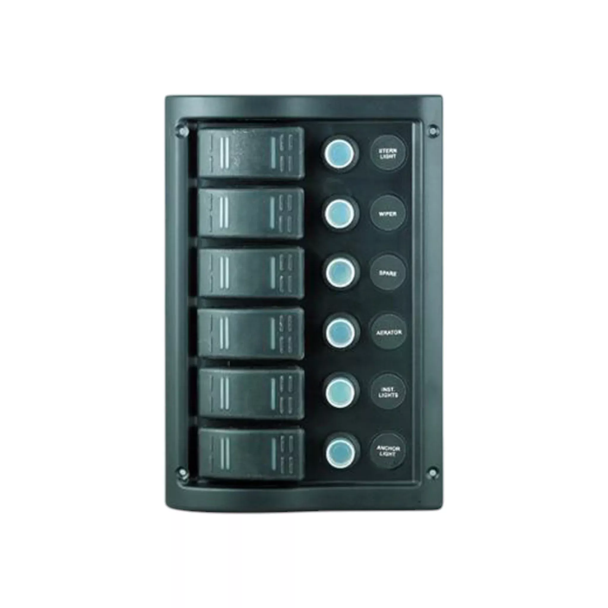 Pactrade Marine Boat 6 Gang Splashproof Switch Panel ODM Circuit Breaker with Caps
