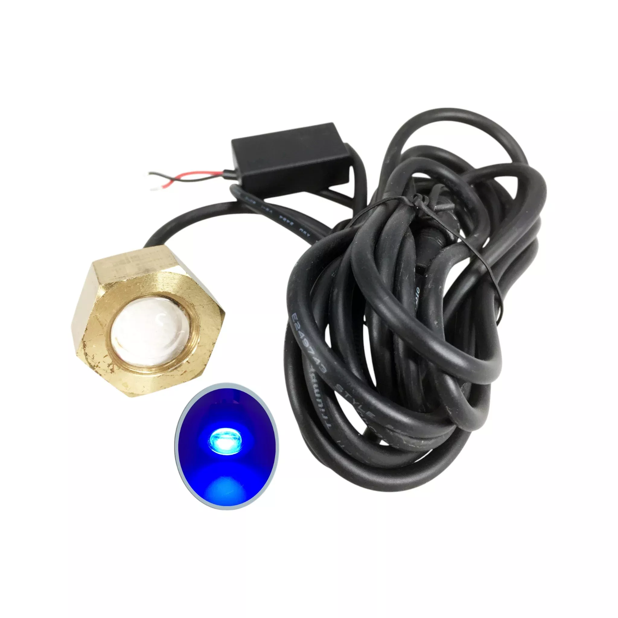 Pactrade Marine Boat Blue 7W LED Brass Drain Plug Underwater Light 1/2" NPT