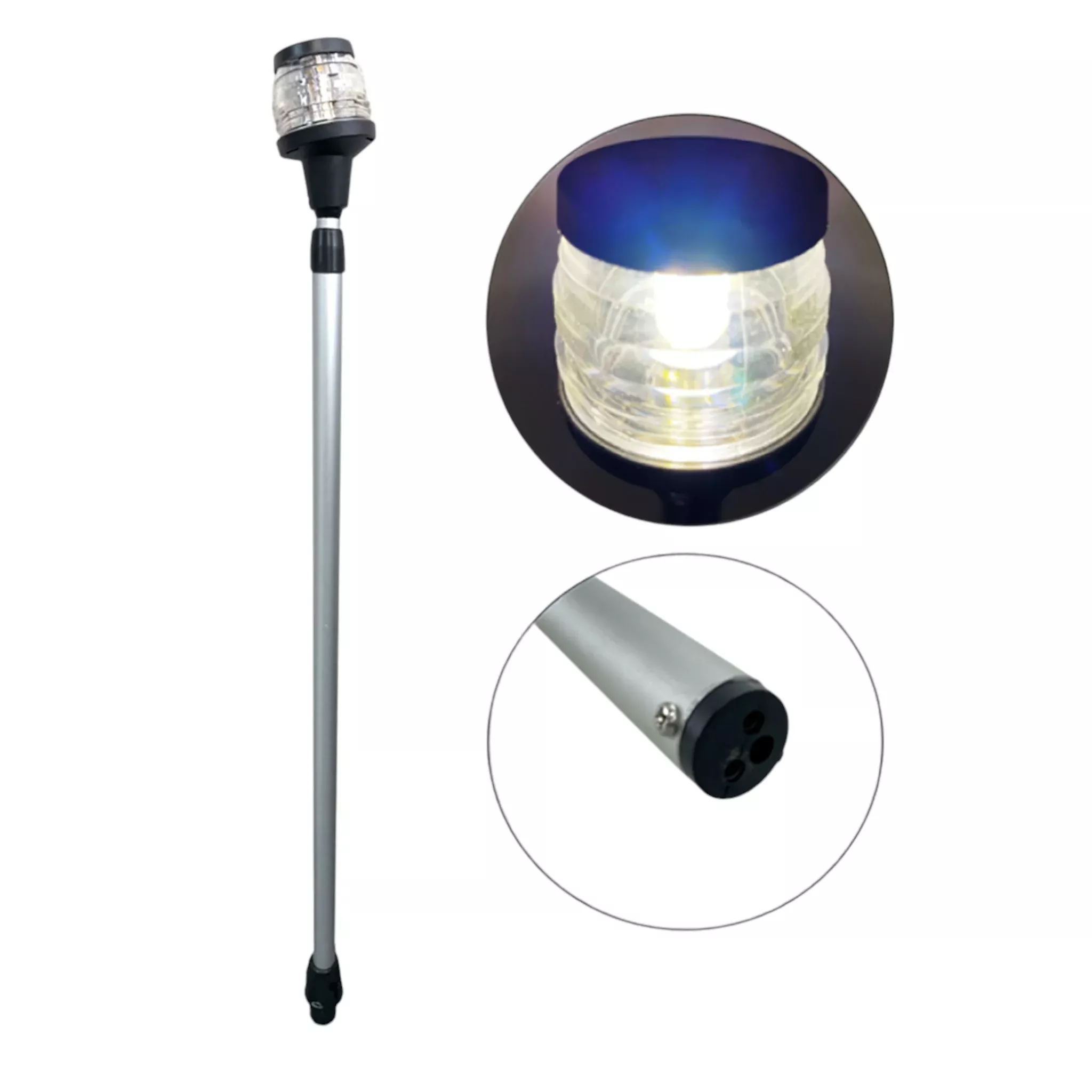 Pactrade Marine Boat LED All Round Anchor Navigation Light Clear Lens PA Housing 10-24VDC/2.5W Nature White 2NM IP65 250 Lumen LM RoHS CE Certified (4-1/2" (Black Housing))