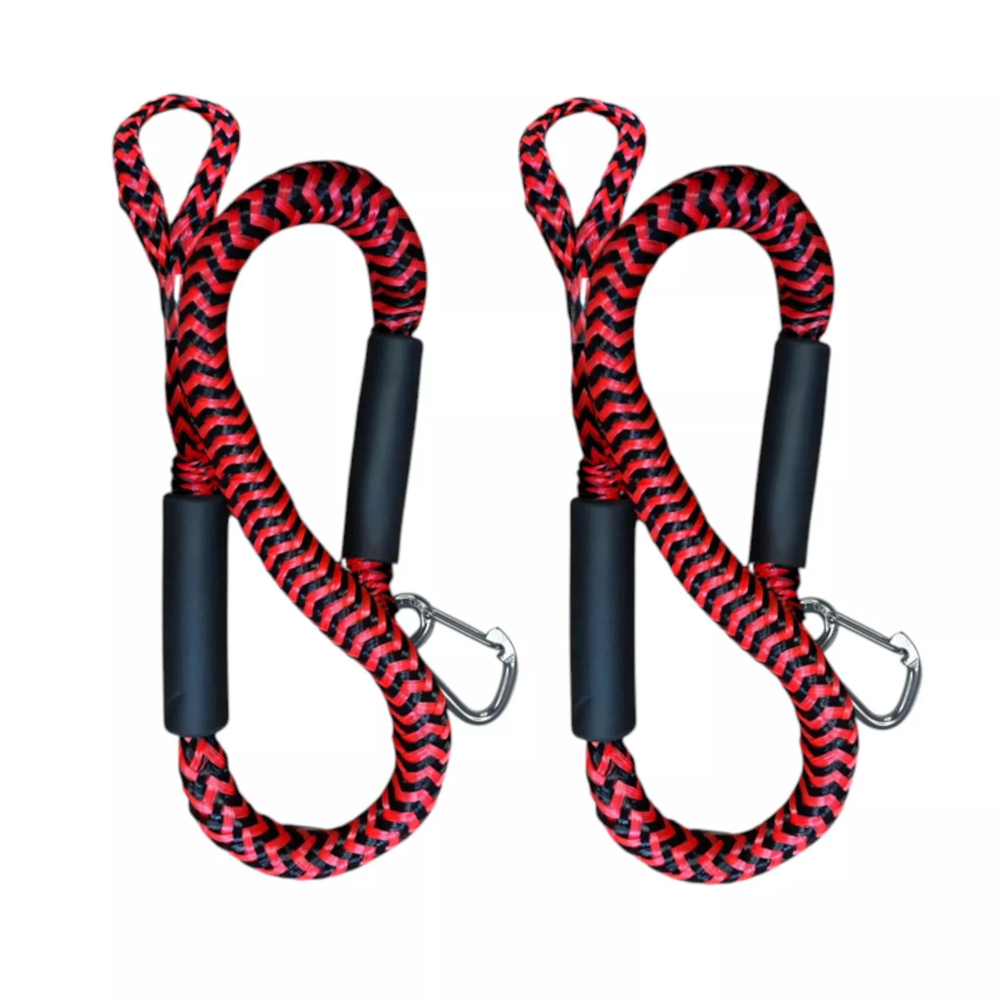 Pactrade Marine Boat Pontoon Kayak PWC Jet Ski Bungee Dock Line Mooring Rope 4'-5.5' with SS316 Snap Hook Salt and Fresh Water Use 2 Pack (Black & White)