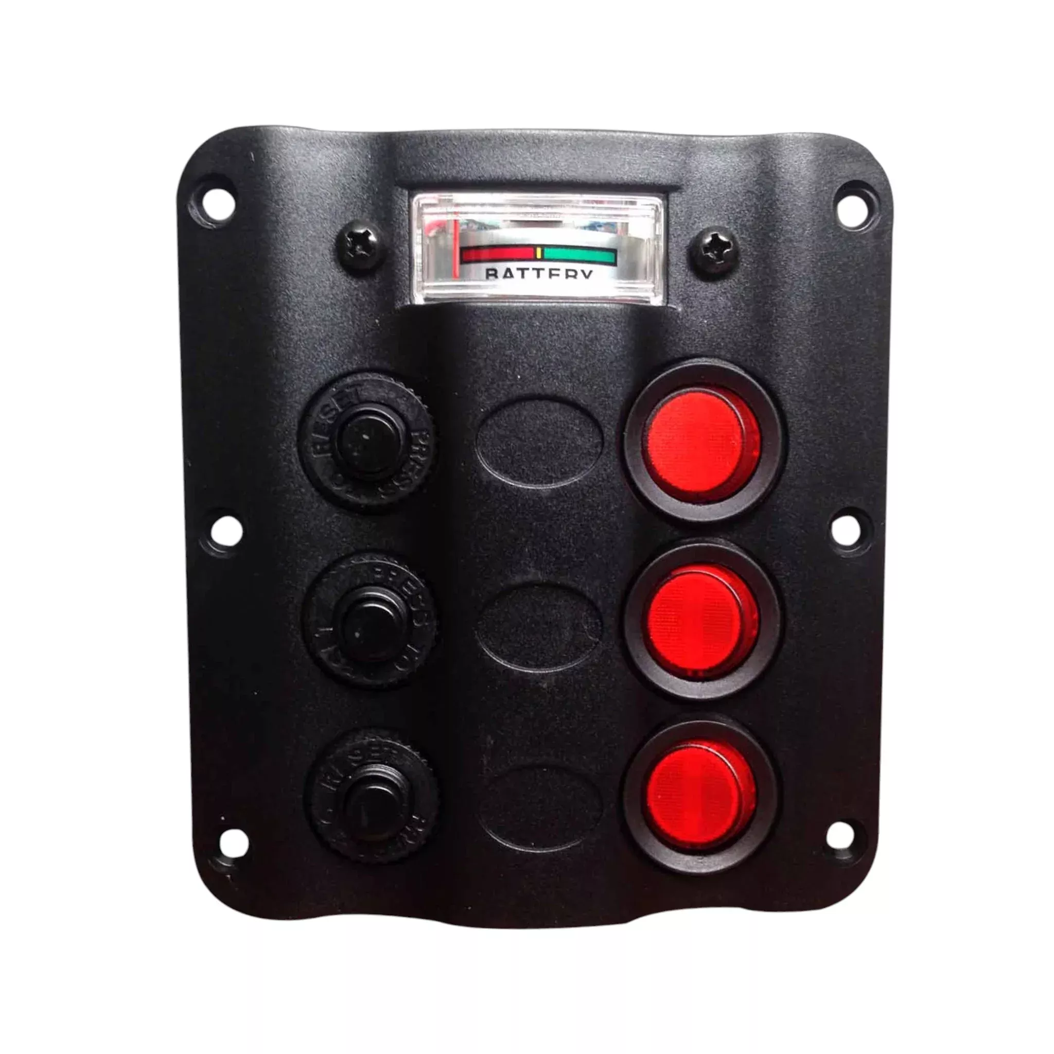 Pactrade Marine Boat Splash Proof 3 Gang Switch Panel with Volt Meter LED Indicator