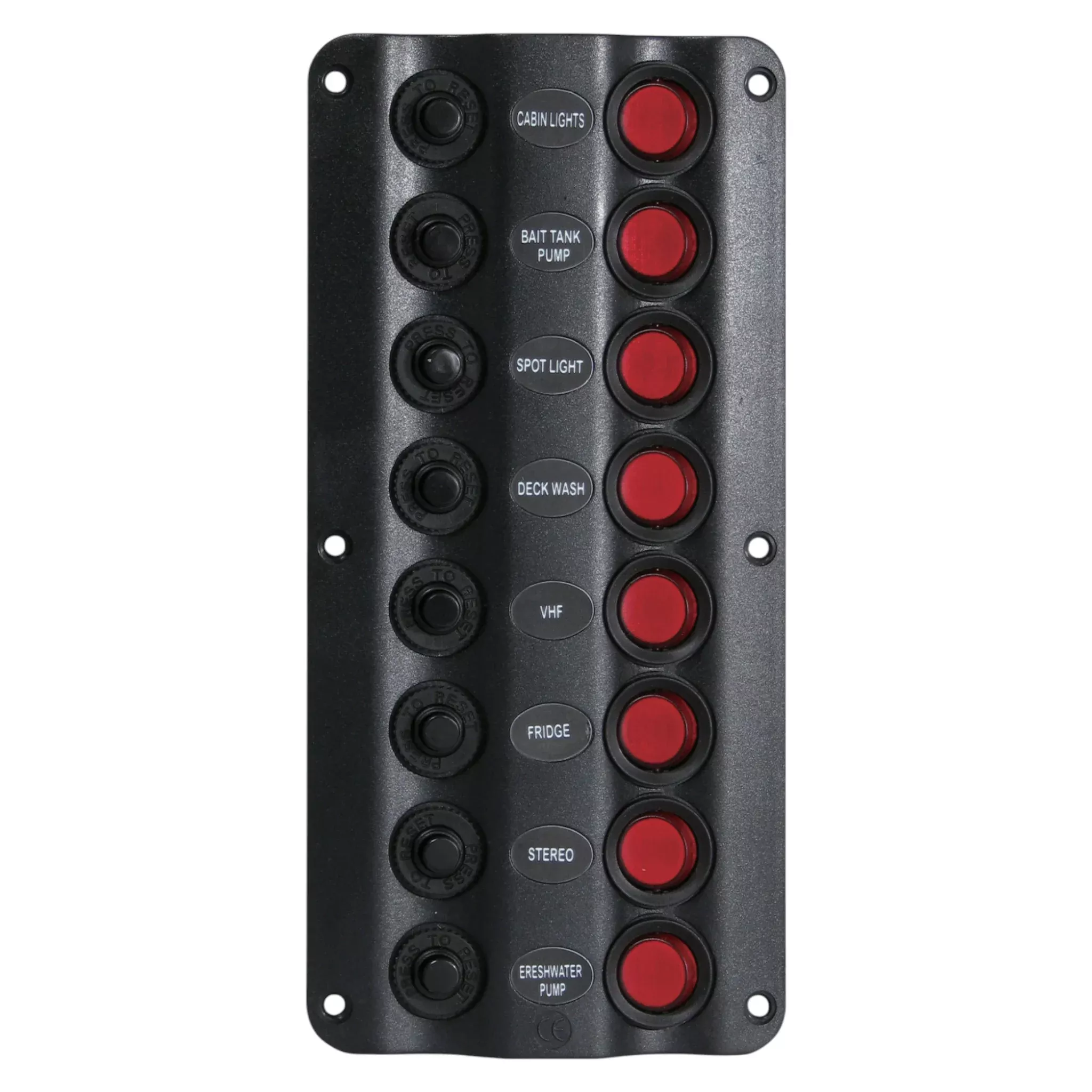 Pactrade Marine Boat Splashproof Wave Design 8 Gang Switch Panel UL LED Indicator