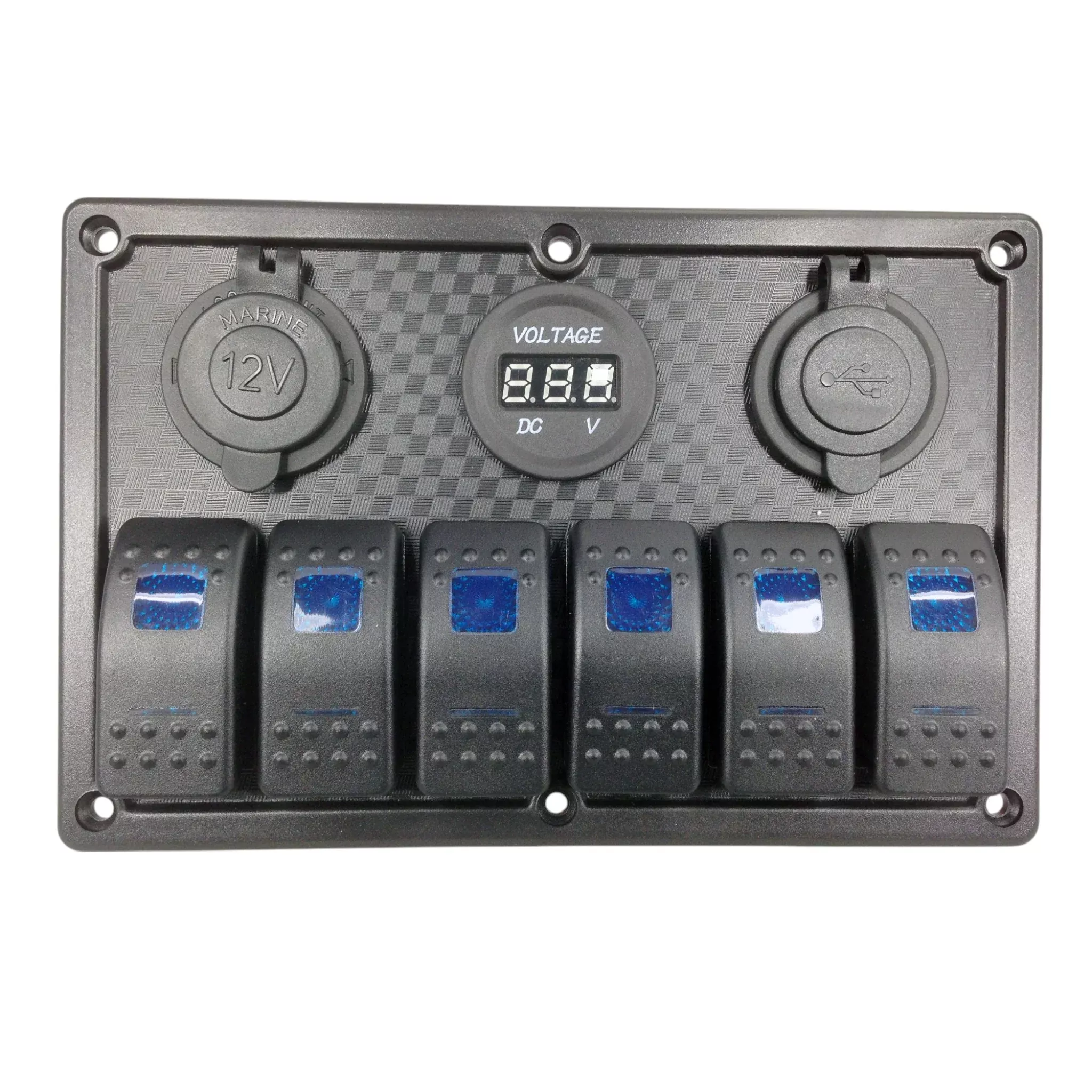 Pactrade Marine Car truck RV Boat 6 Gang Blue LED Rocket Switch Panel 12/24V